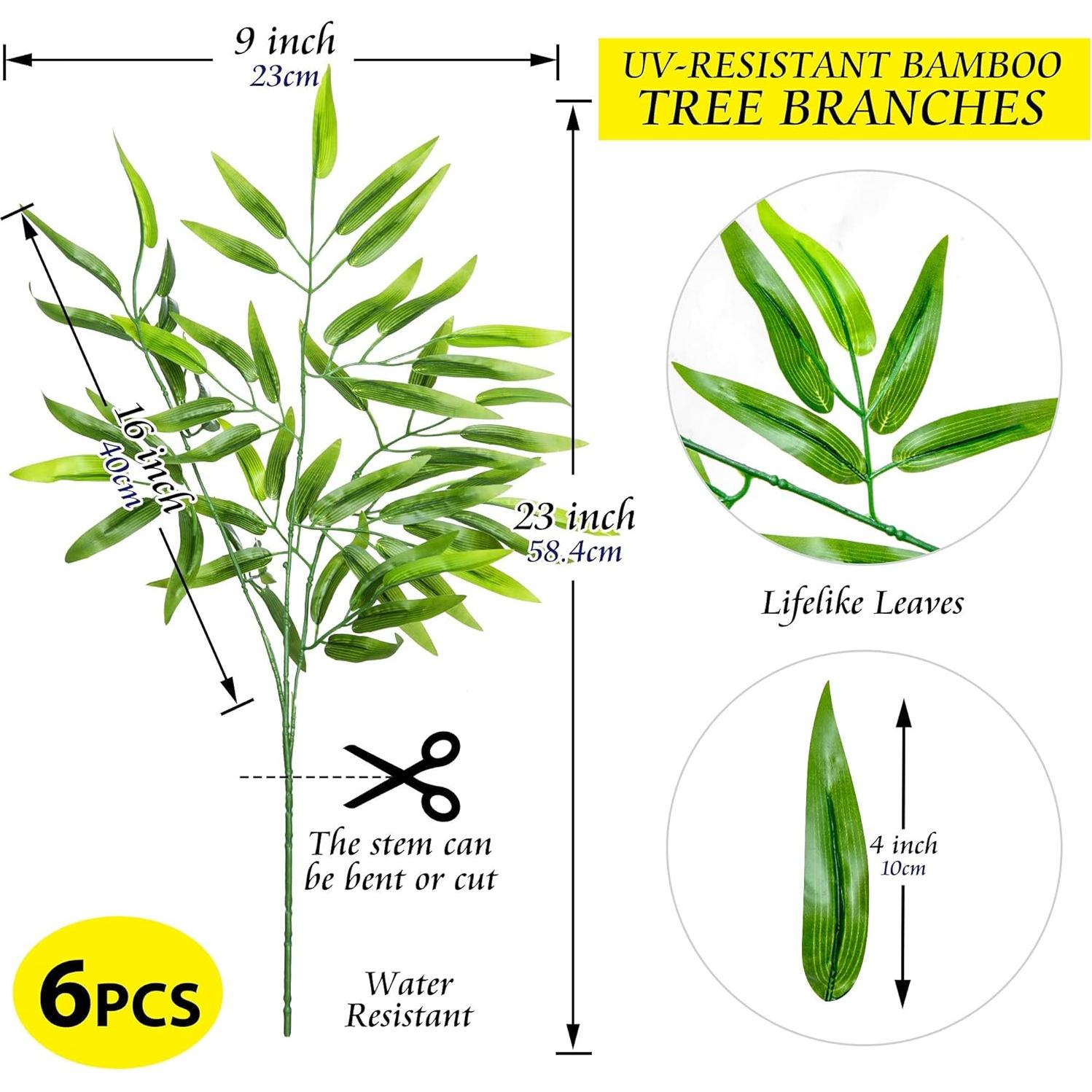 Ramas de Bambú Artificial Grand Verde - 6 Piezas 58 cm Decoración