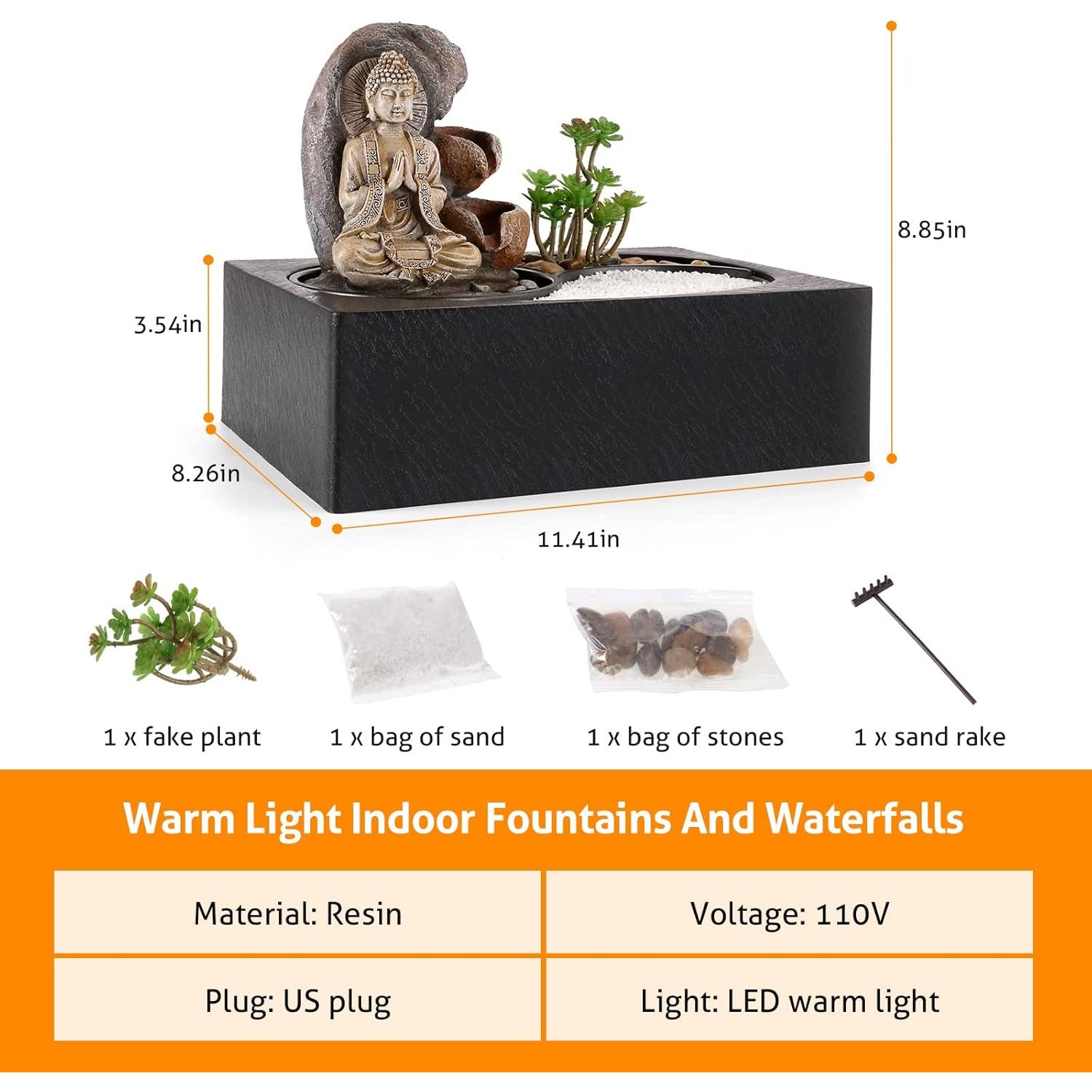 Fuente de Agua Interior WICHEMI con Luz LED 29x21x22.5cm