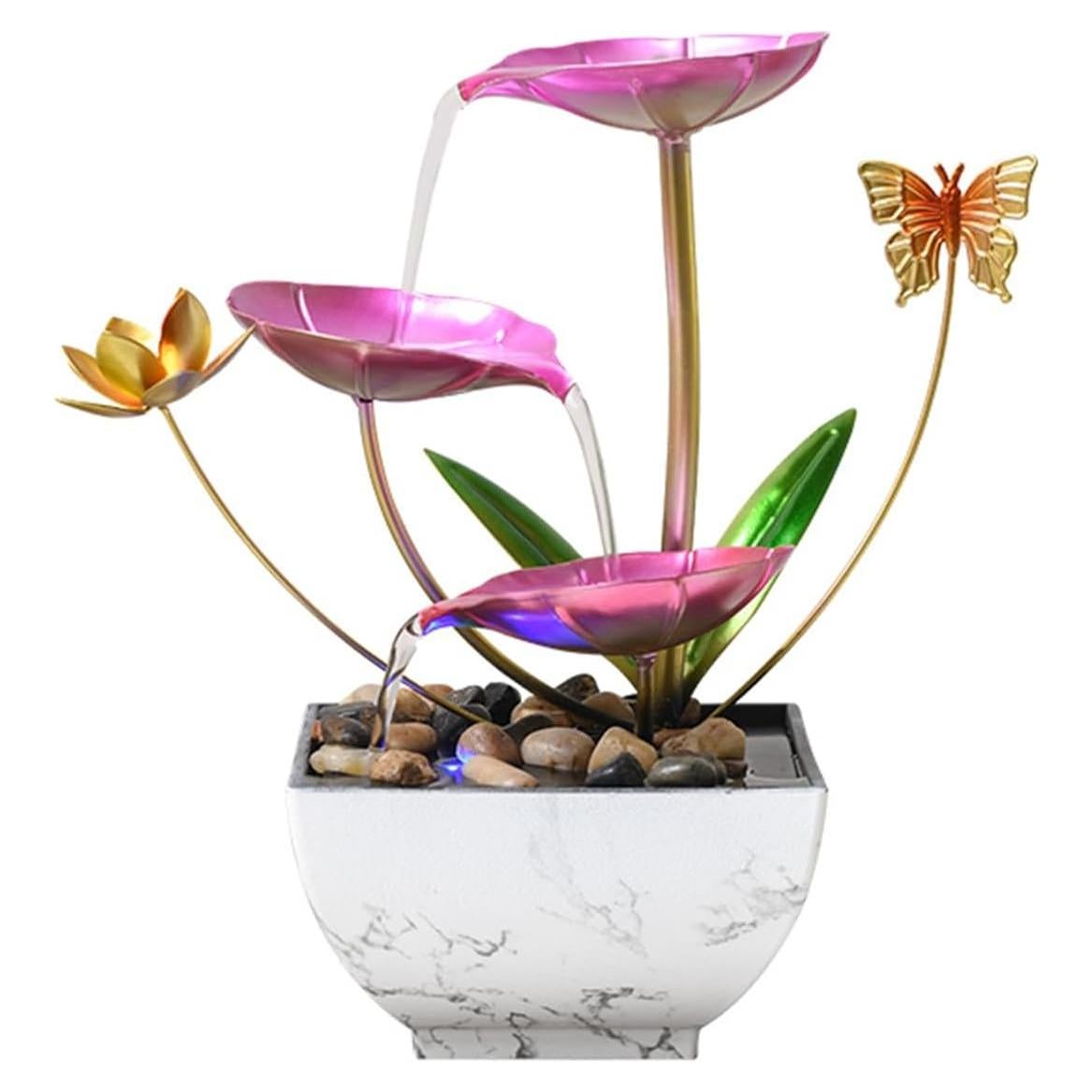 Fuente de Agua de Mesa QINGYINGGE Rosa 25 cm con LED
