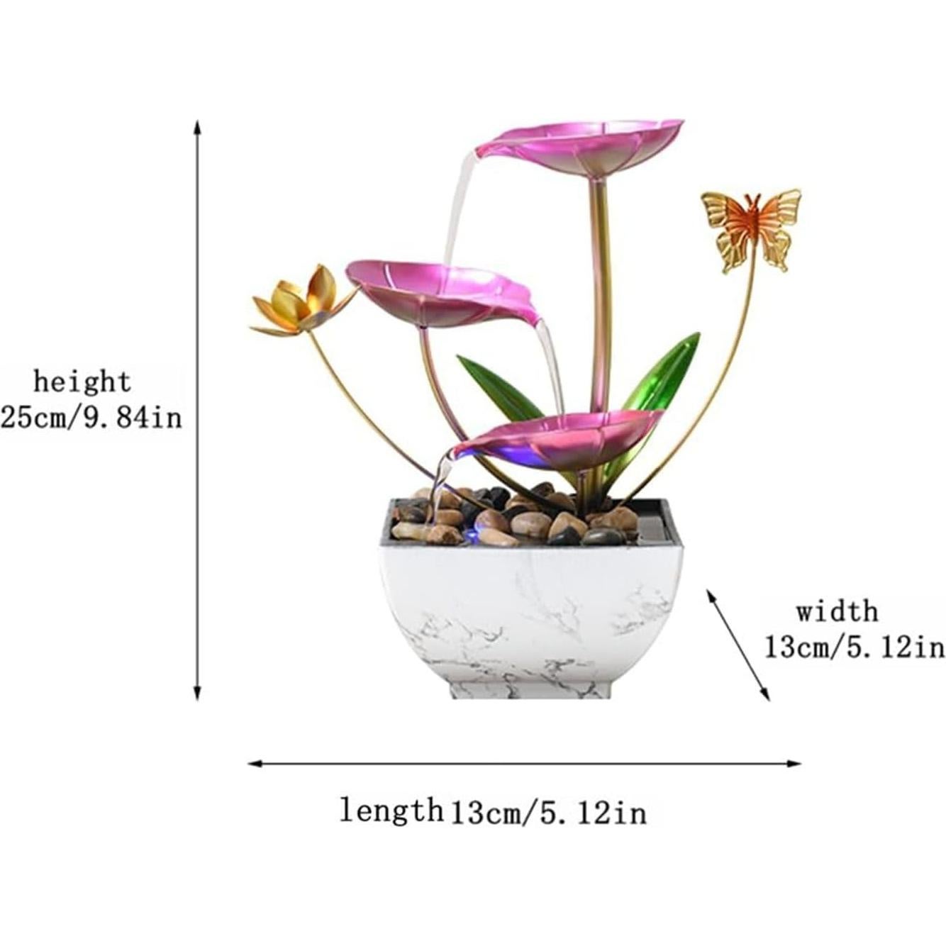 Fuente de Agua de Mesa QINGYINGGE Rosa 25 cm con LED