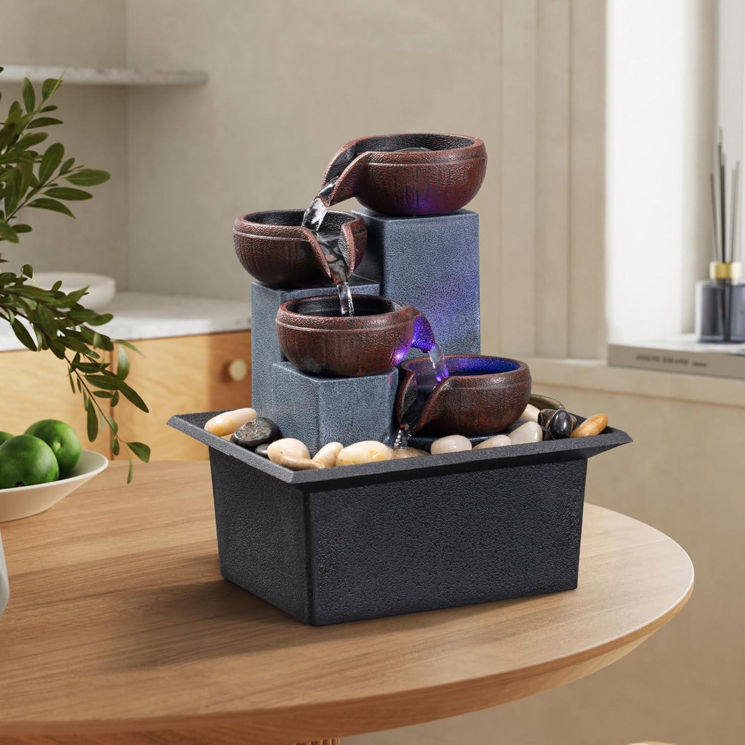 Fuente de Agua Interior AMOOTEK 15.7x13x19cm con LED