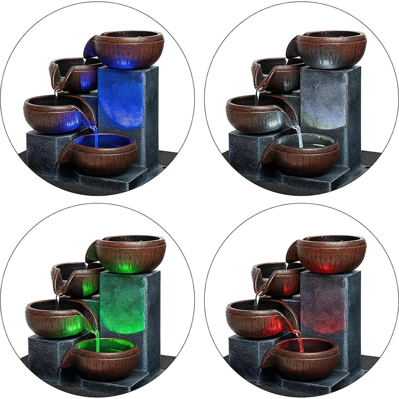 Fuente de Mesa Interior JOINDATAT con Luz LED y Rocas Naturales