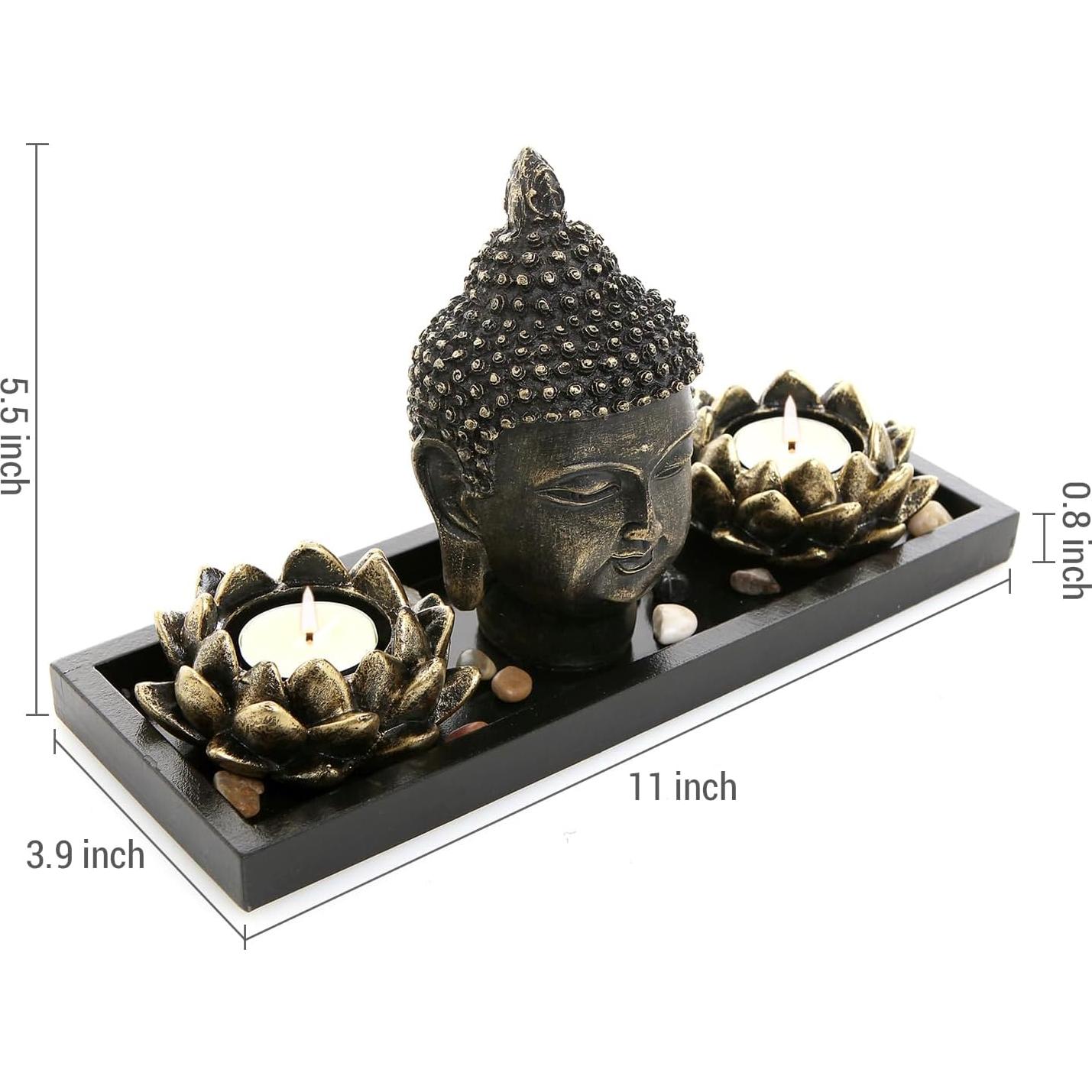 Conjunto de Jardín Zen MyGift con Escultura de Buda y Portavelas