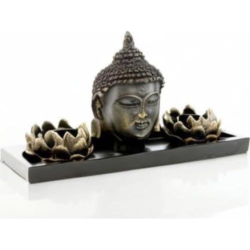 Conjunto de Jardín Zen MyGift con Escultura de Buda y Portavelas