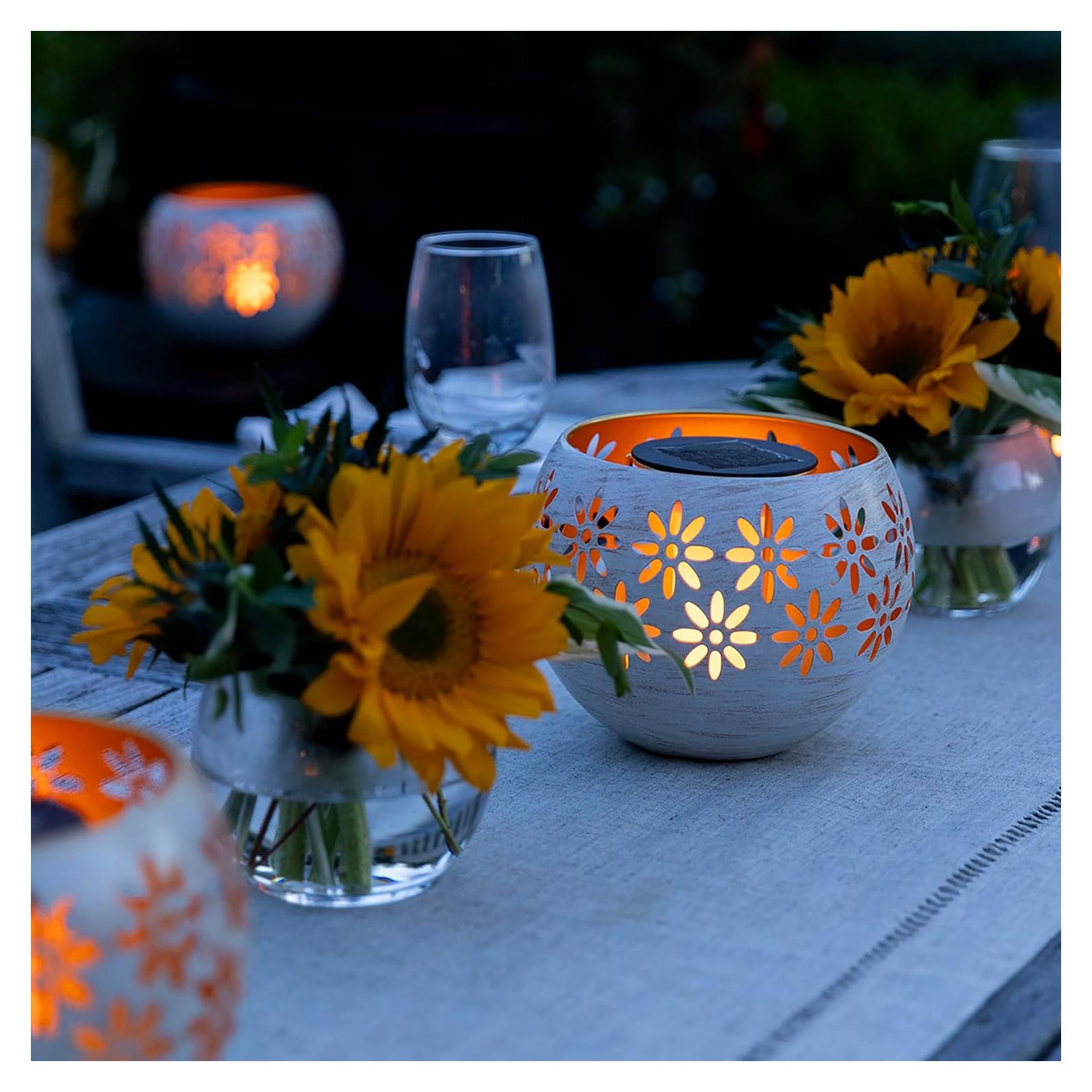 Linternas Solares Impermeables Cuenco de Fuego Solar 2-Pack