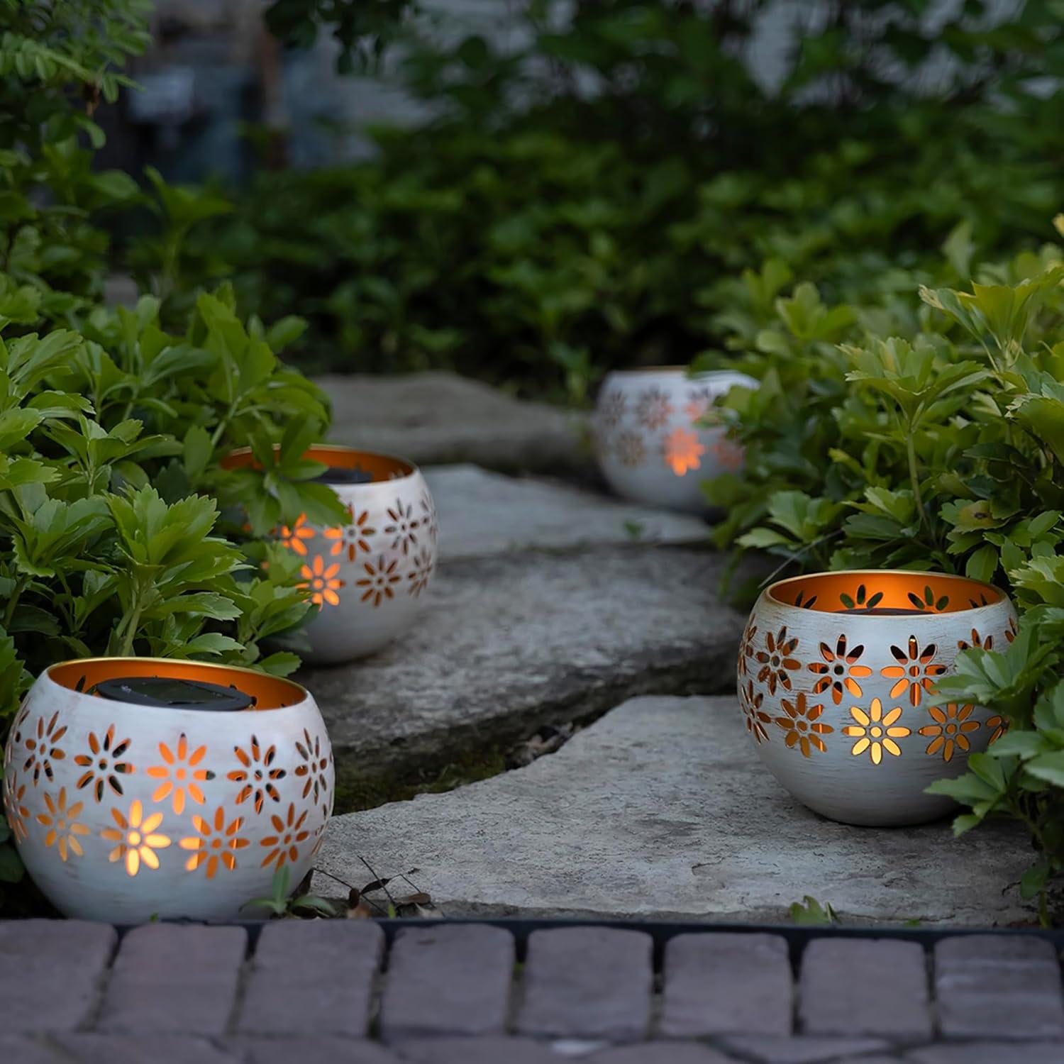 Linternas Solares Impermeables Cuenco de Fuego Solar 2-Pack