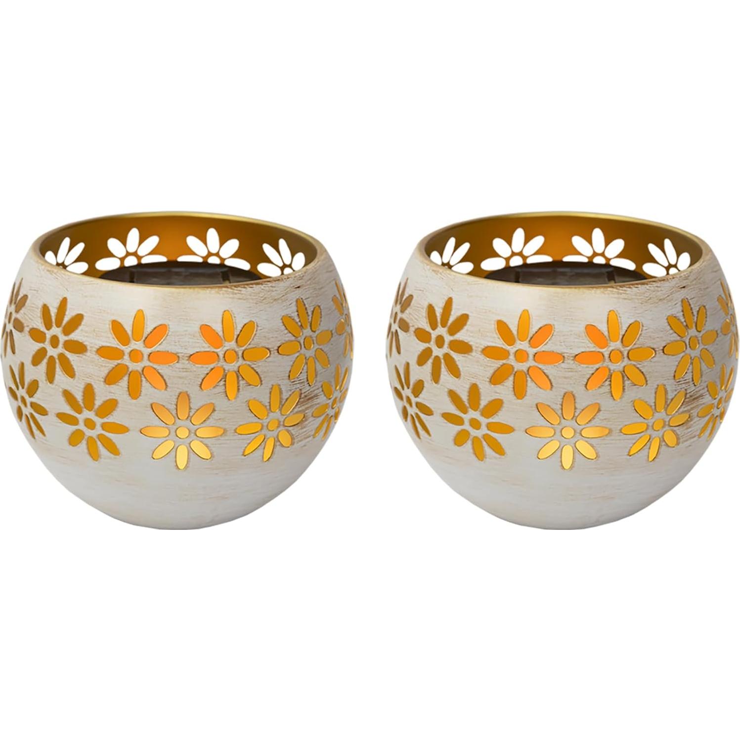 Linternas Solares Impermeables Cuenco de Fuego Solar 2-Pack