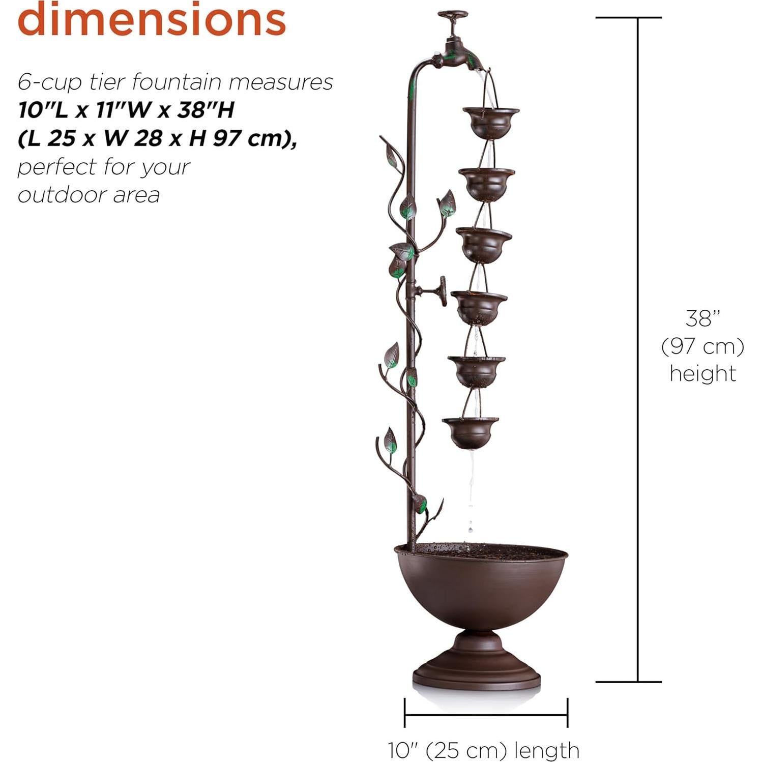 Fuente de Agua Vintage de Piso 96.5 cm Alpine MAZ254 Bronce