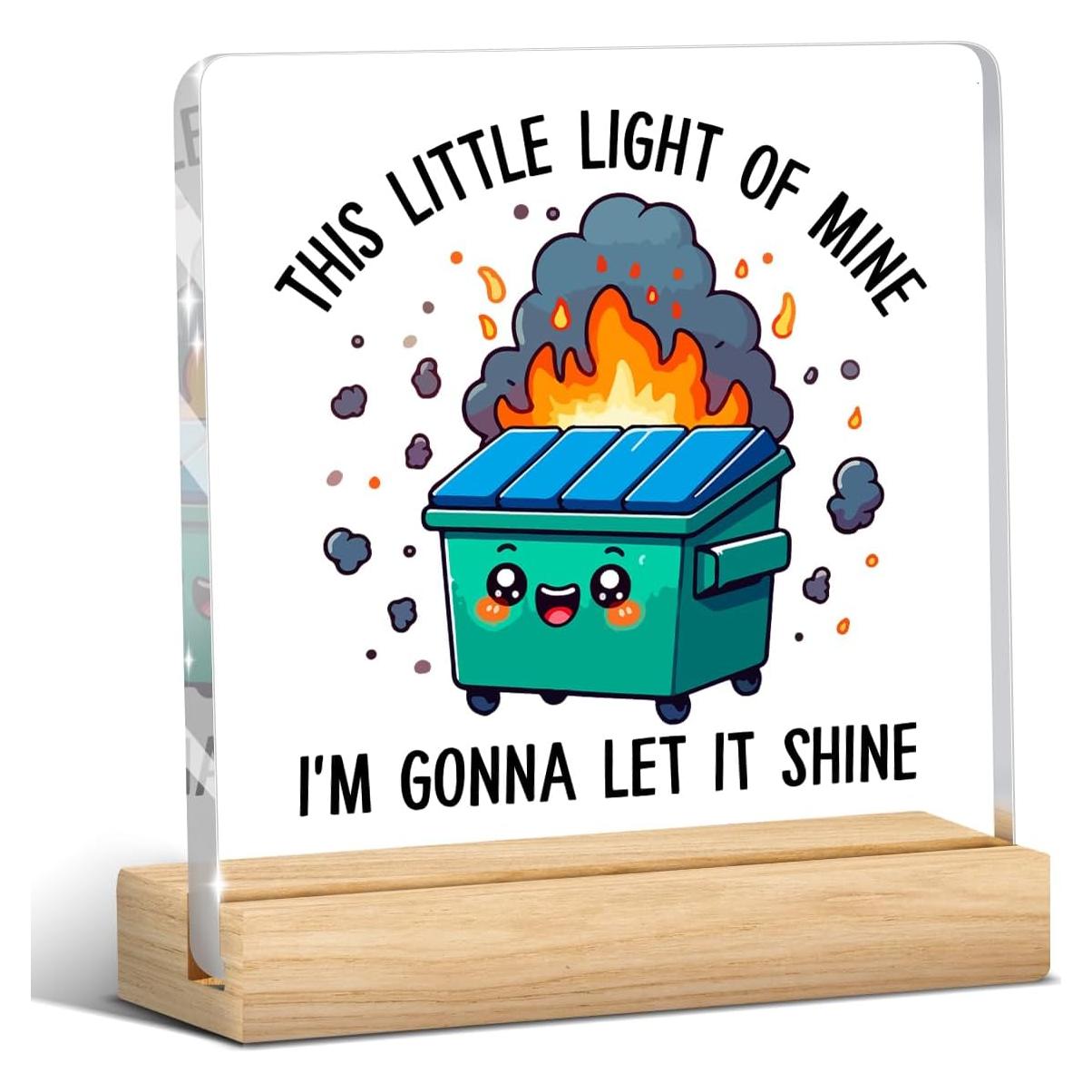 Decoración Acrílica de Escritorio MIOOKISS 10x10 cm con Base de Madera