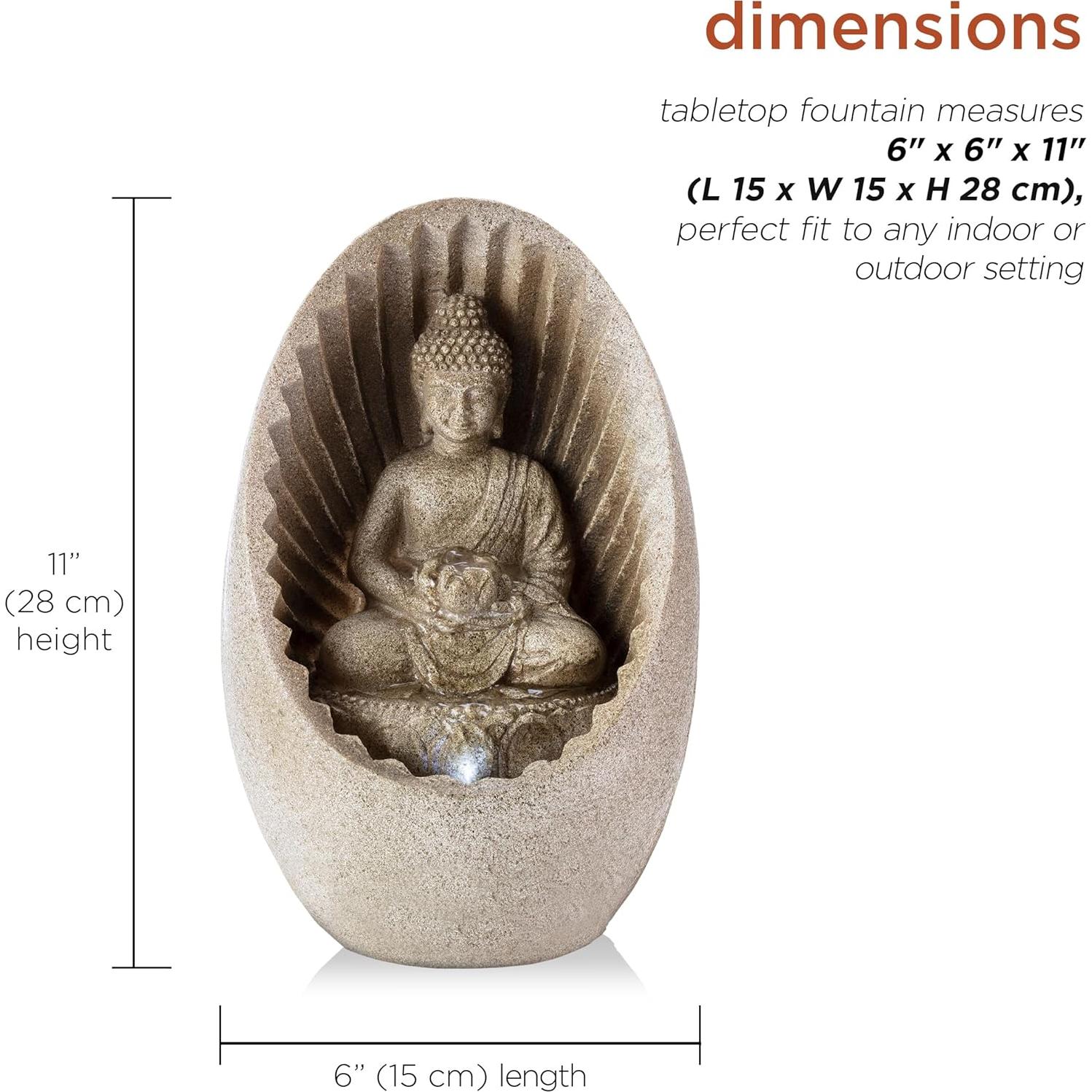 Fuente de Agua de Mesa Buda Zen Alpine WIN322 28 cm LED