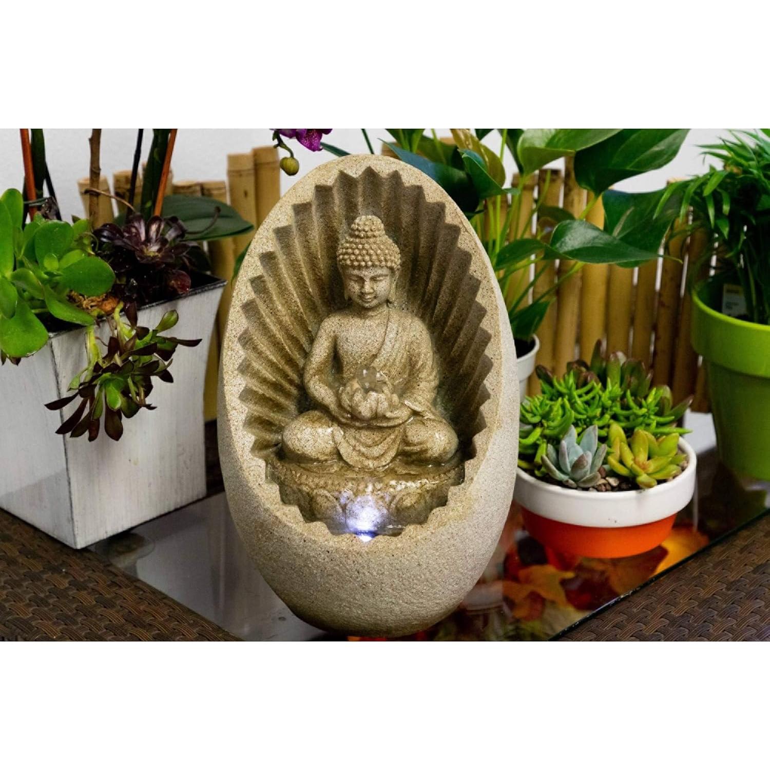 Fuente de Agua de Mesa Buda Zen Alpine WIN322 28 cm LED