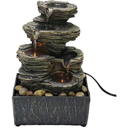 Fuente de Agua de Mesa Nature's Mark 23 cm con Rocas y LED