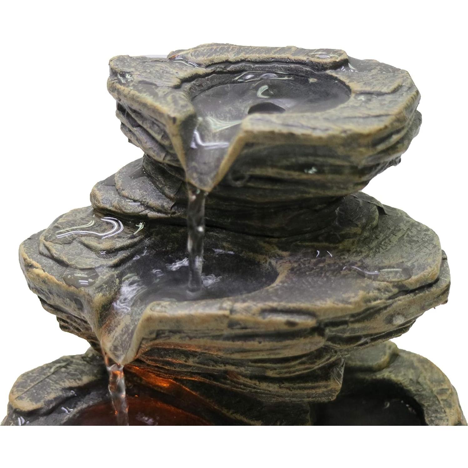 Fuente de Agua de Mesa Nature's Mark 23 cm con Rocas y LED