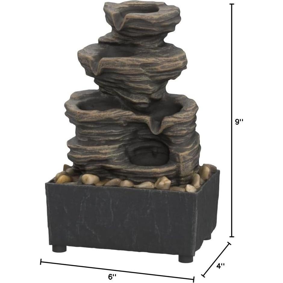 Fuente de Agua de Mesa Nature's Mark 23 cm con Rocas y LED