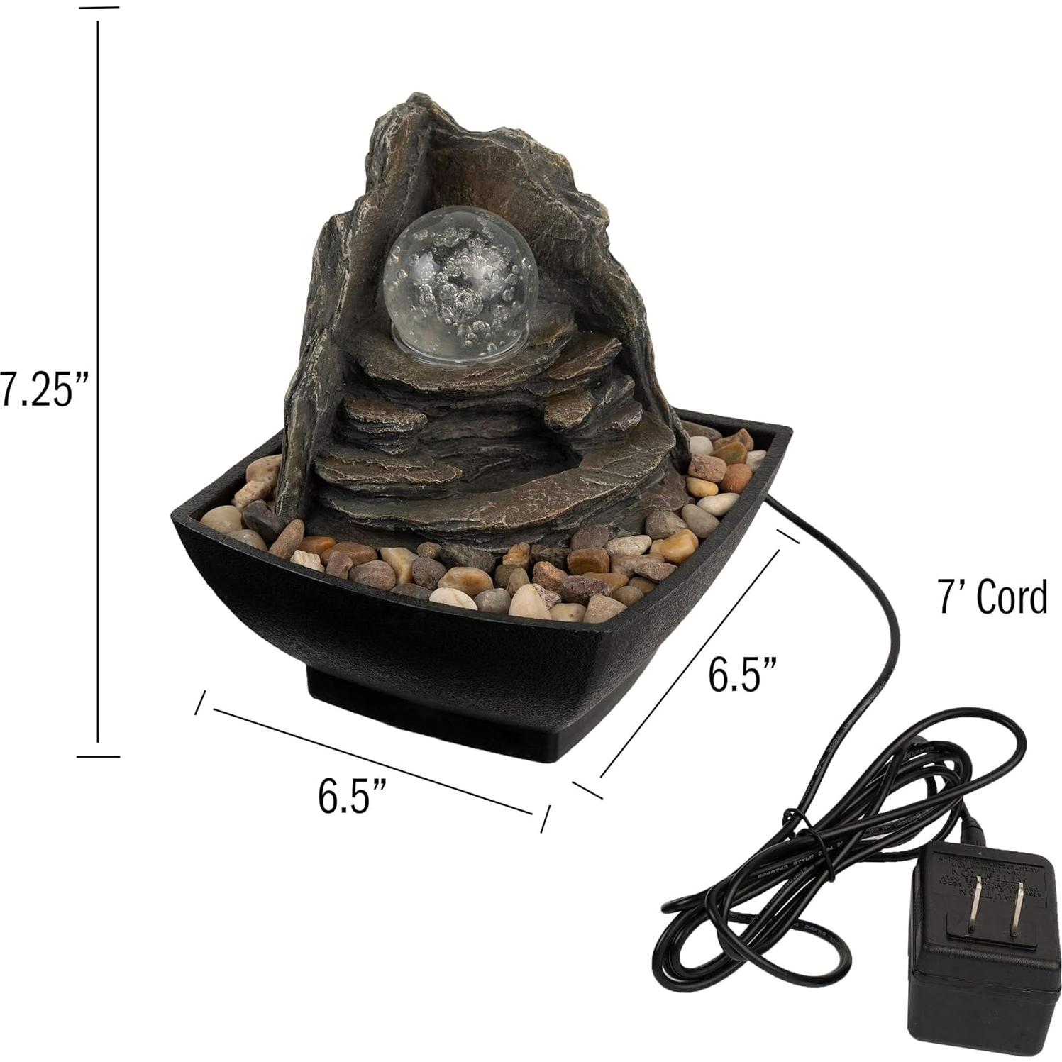 Fuente de Agua de Mesa Pure Garden con Luz LED Multicolor