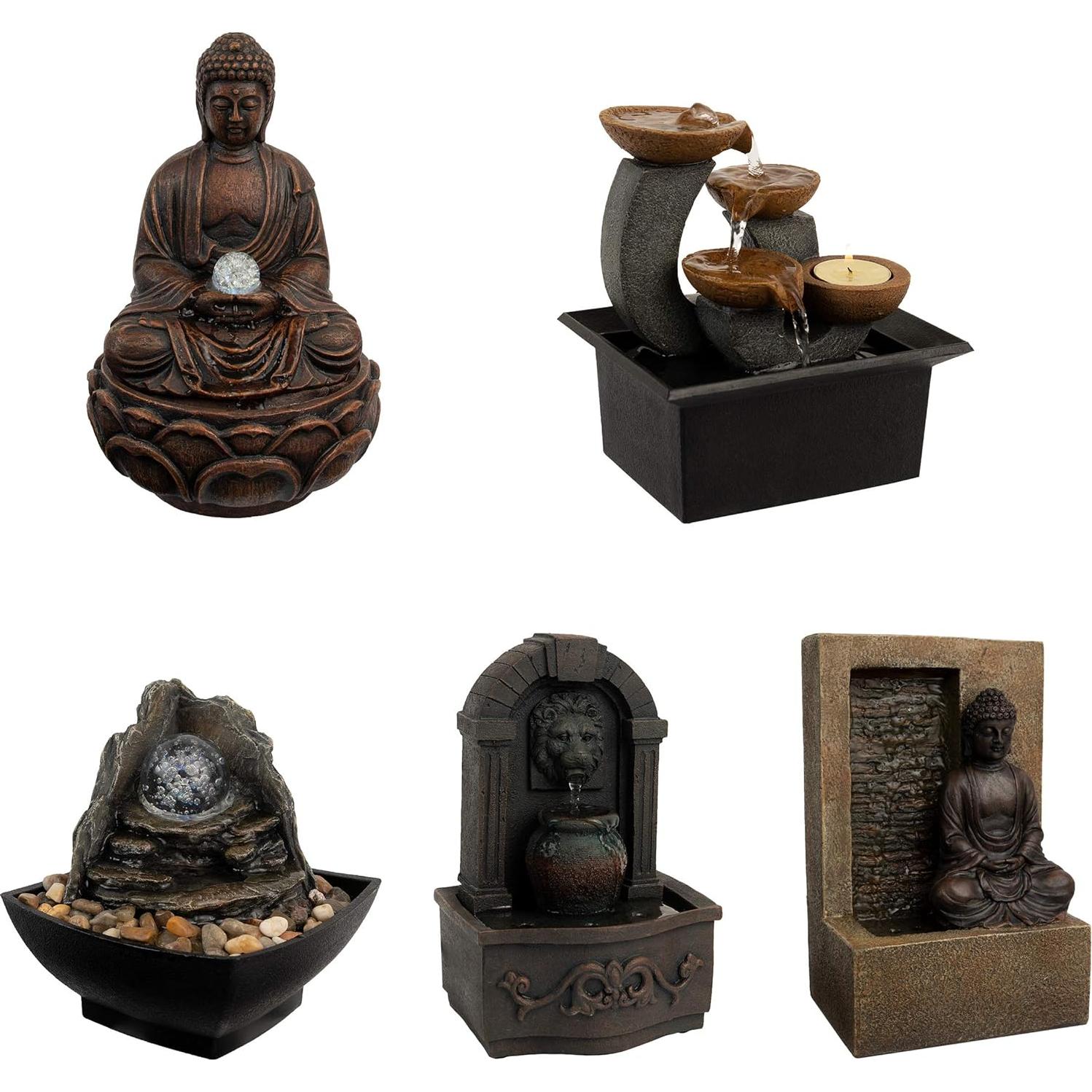 Fuente de Agua de Mesa Pure Garden con Luz LED Multicolor