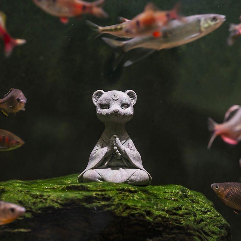 Estatua Zen Zorro Meditador Livelyfish para Acuario 11.94x8.89 cm