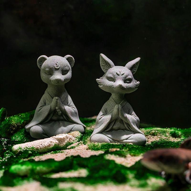 Estatua Zen Zorro Meditador Livelyfish para Acuario 11.94x8.89 cm