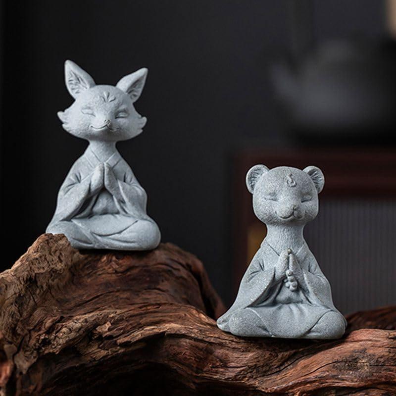 Estatua Zen Zorro Meditador Livelyfish para Acuario 11.94x8.89 cm