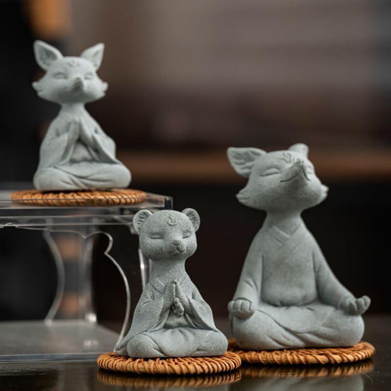 Estatua Zen Zorro Meditador Livelyfish para Acuario 11.94x8.89 cm