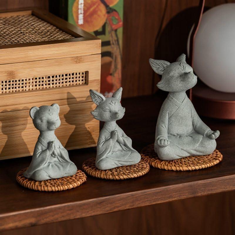 Estatua Zen Zorro Meditador Livelyfish para Acuario 11.94x8.89 cm