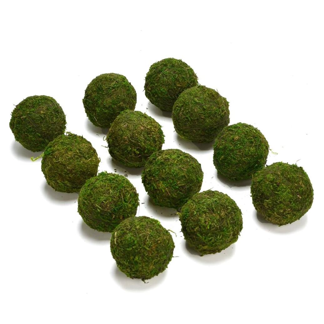 Bolas Decorativas de Musgo Verde Natural BYHER - Set de 12