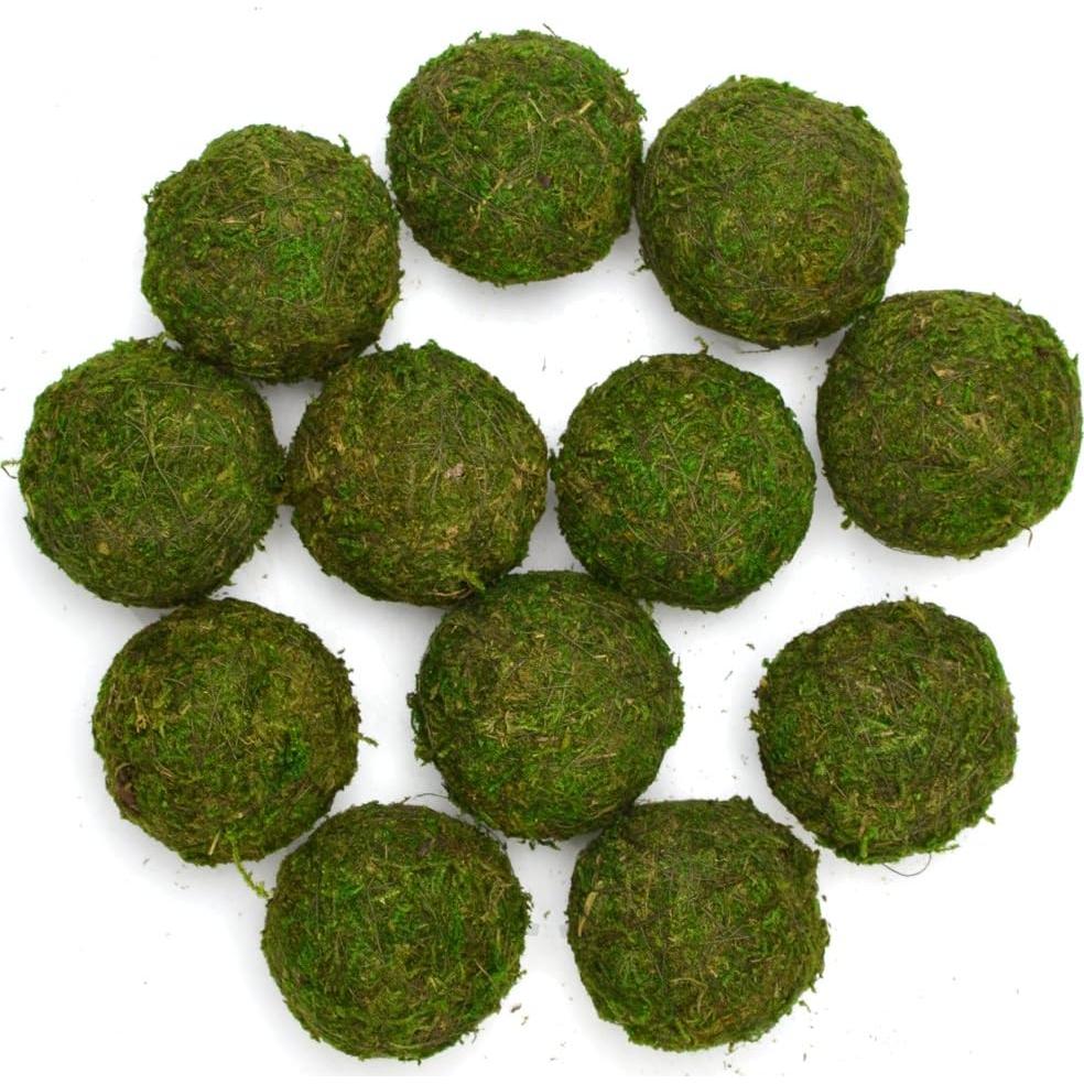 Bolas Decorativas de Musgo Verde Natural BYHER - Set de 12