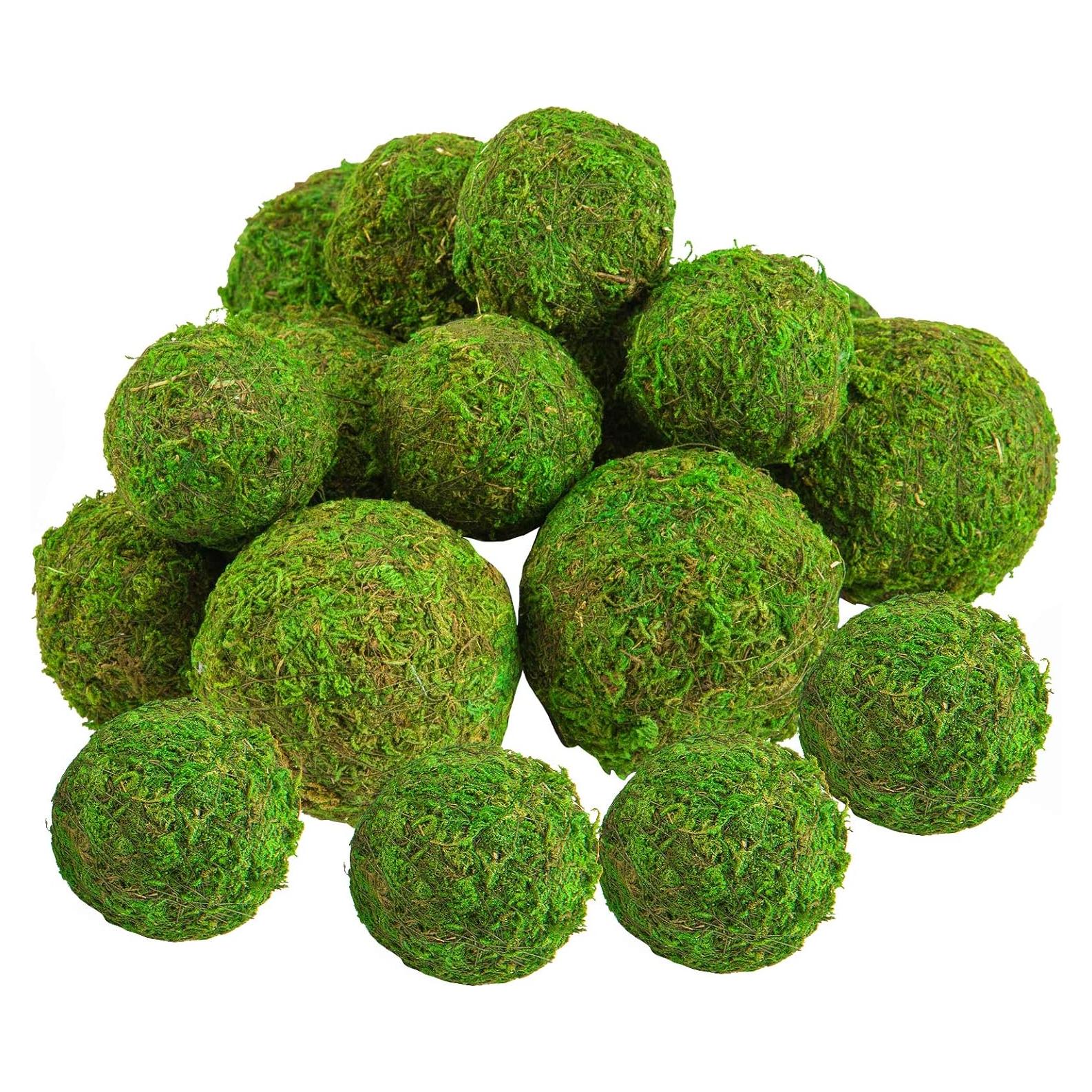 Paquete de 18 bolas de musgo seco decorativas Biubee