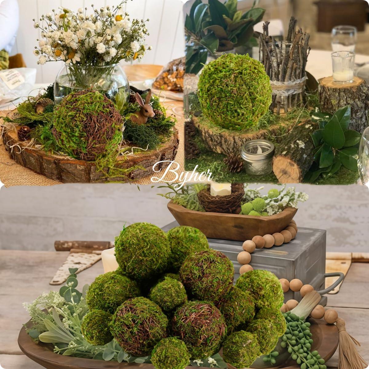 Conjunto de 18 Bolas de Musgo Decorativas BYHER - Verde