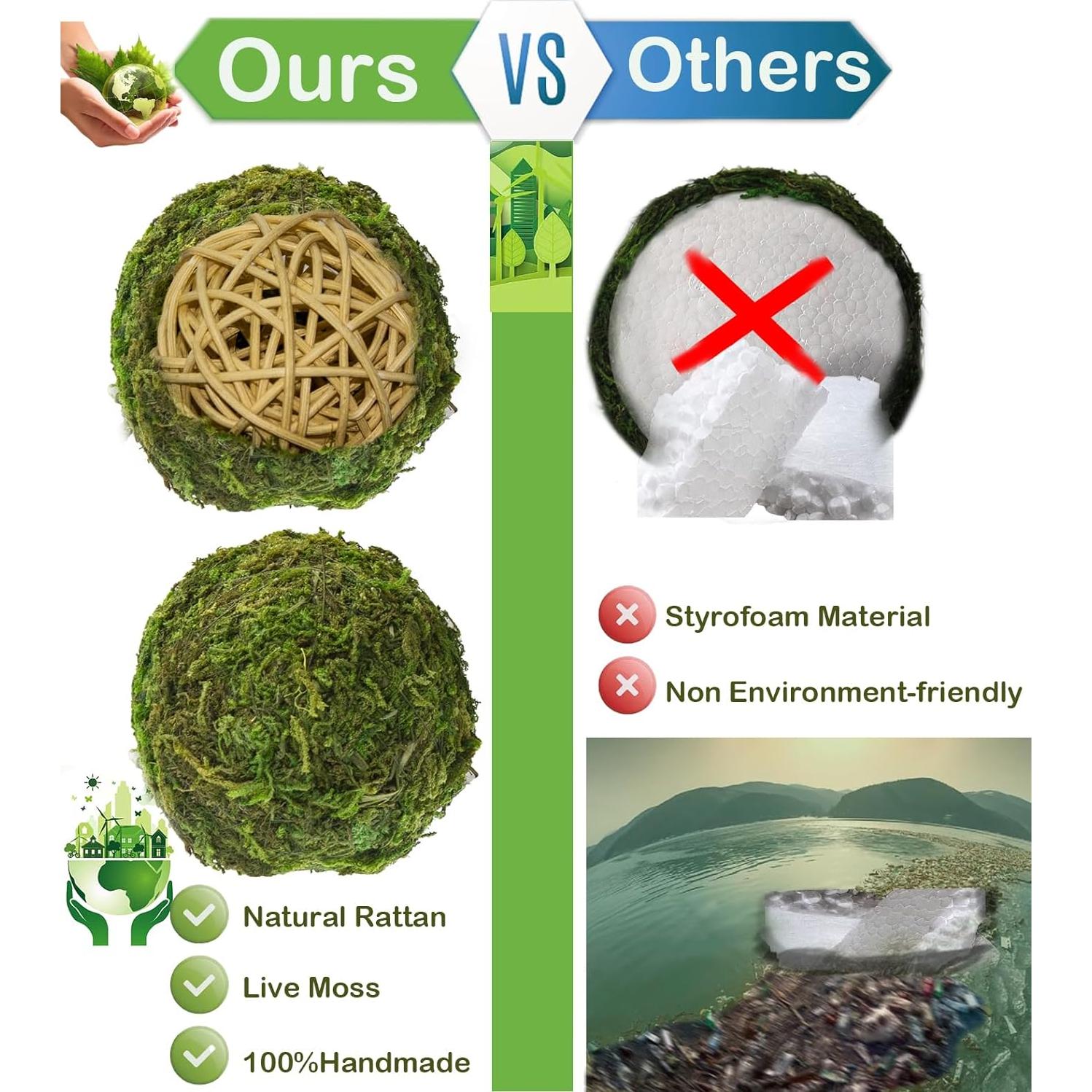 Bolas de Musgo Decorativas ZYAPA 21pcs Verde 7.1cm