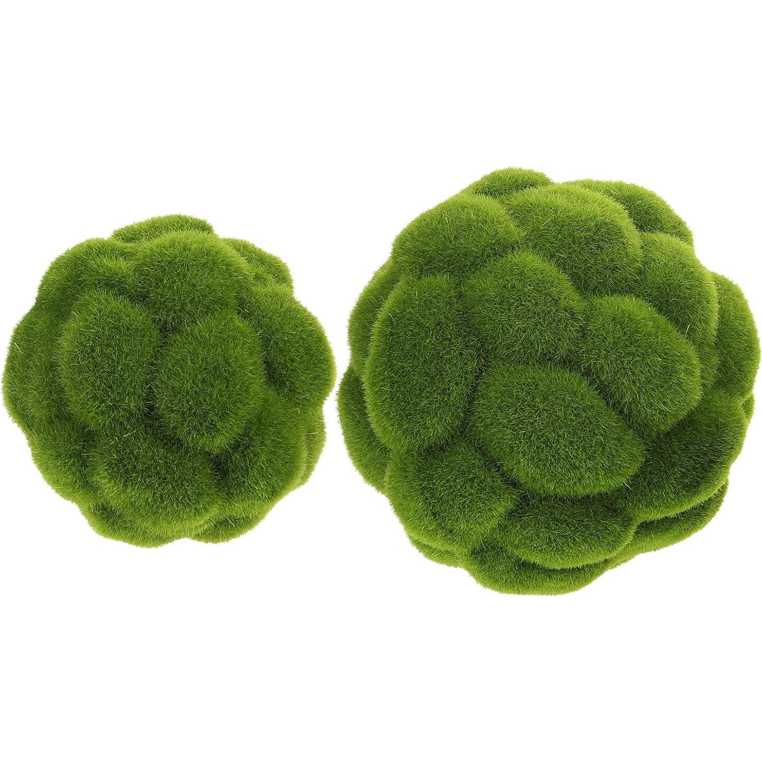 Bolas de Musgo Verde Artificial STOBAZA - 12cm y 10cm - Decoración