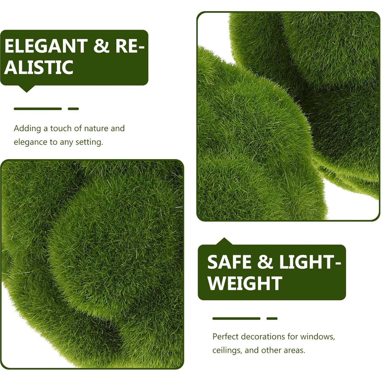 Bolas de Musgo Verde Artificial STOBAZA - 12cm y 10cm - Decoración