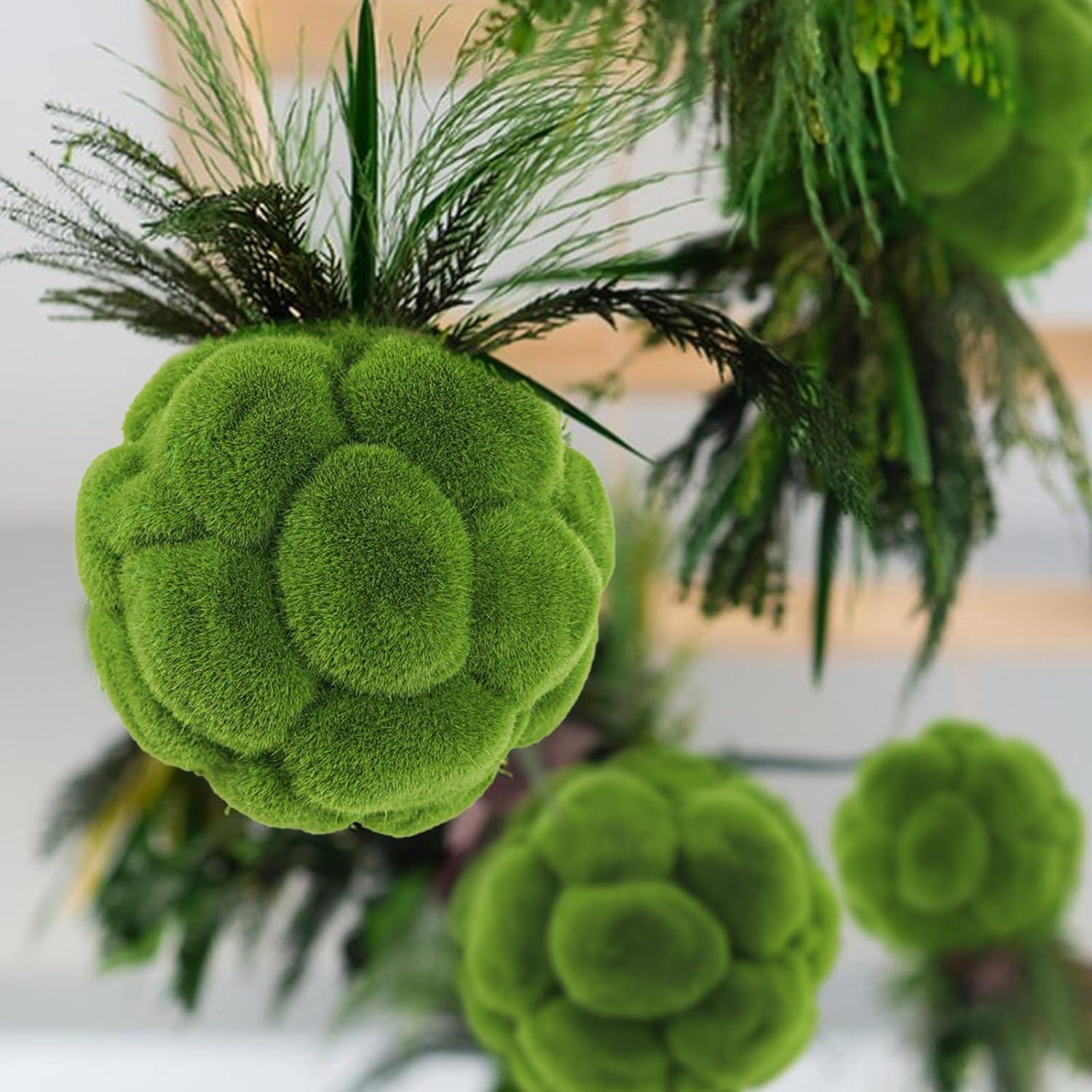 Bolas de Musgo Artificial LCJAOF - 10 cm Verde para Jardín