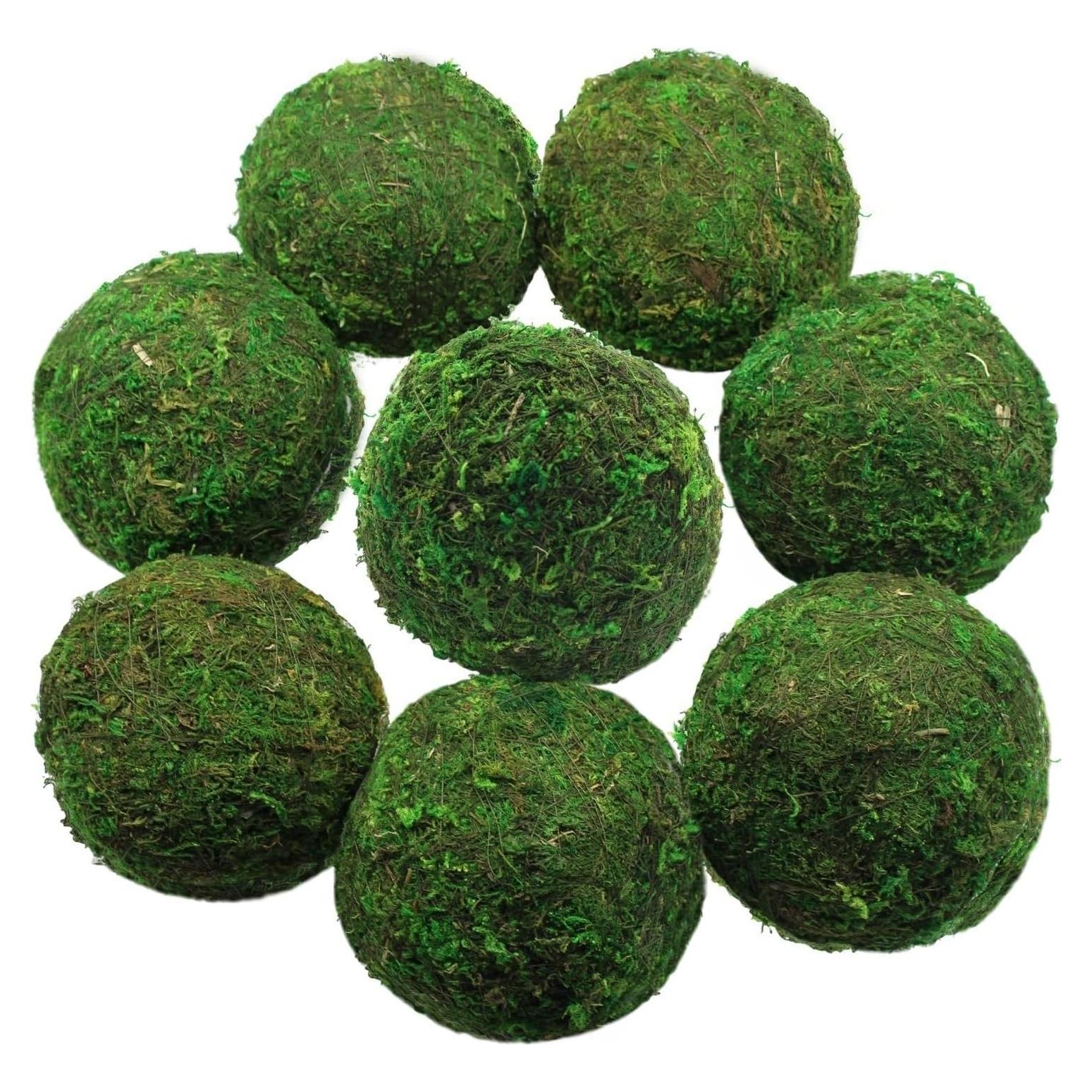 Bolas Decorativas de Musgo Verde YGbridge - 8 Pcs 8.89 cm