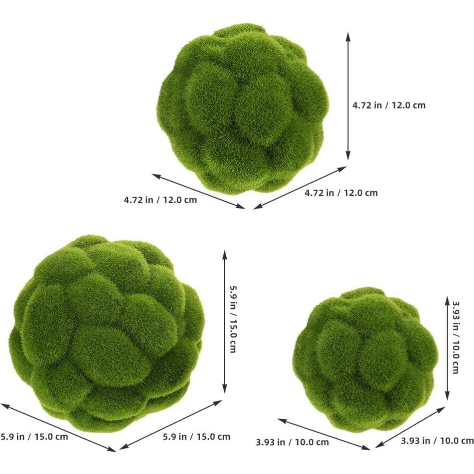 Bolas de Musgo Artificial Cabilock 3 Piezas 10-15cm Verde