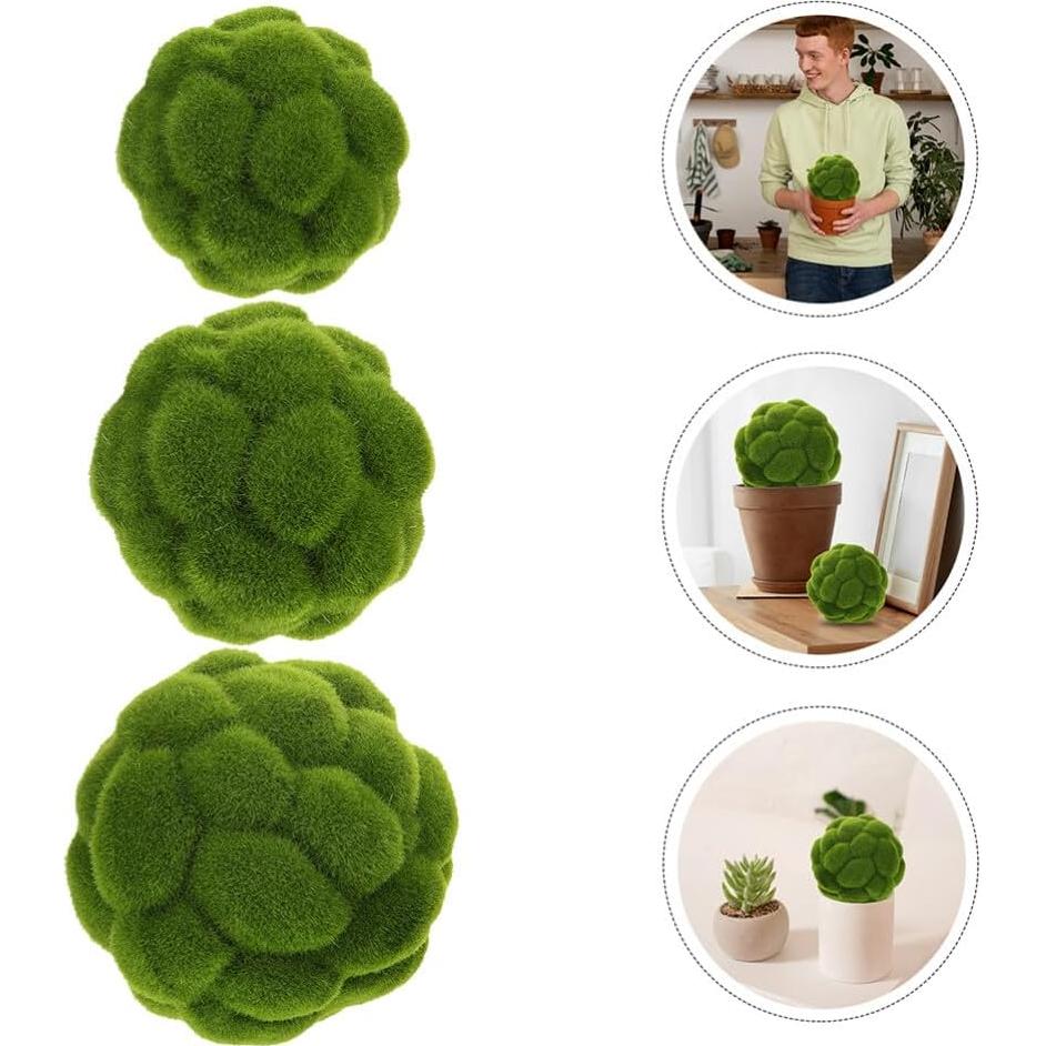 Bolas de Musgo Artificial Cabilock 3 Piezas 10-15cm Verde