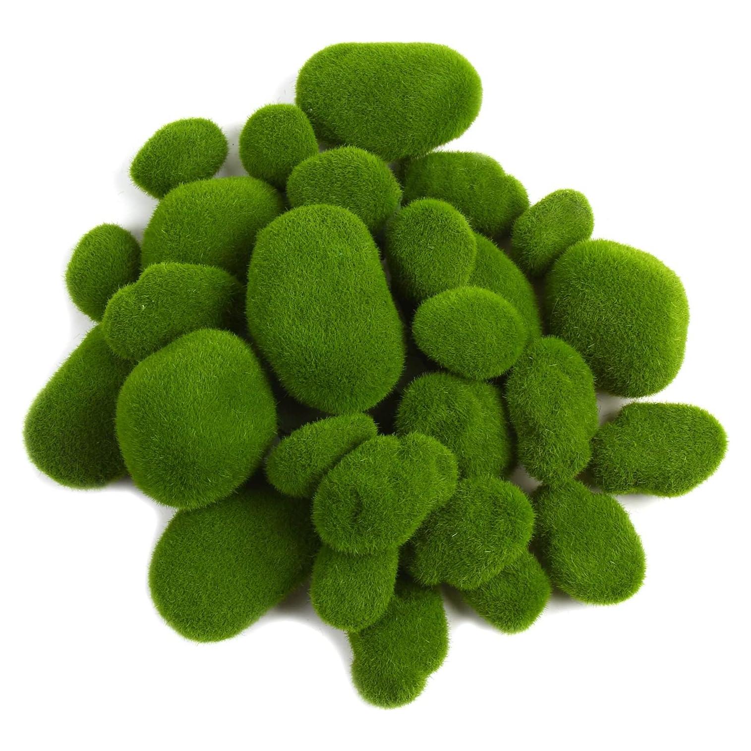 Rocas de Musgo Artificial CCINEE 34pcs 5 Tamaños Decoración