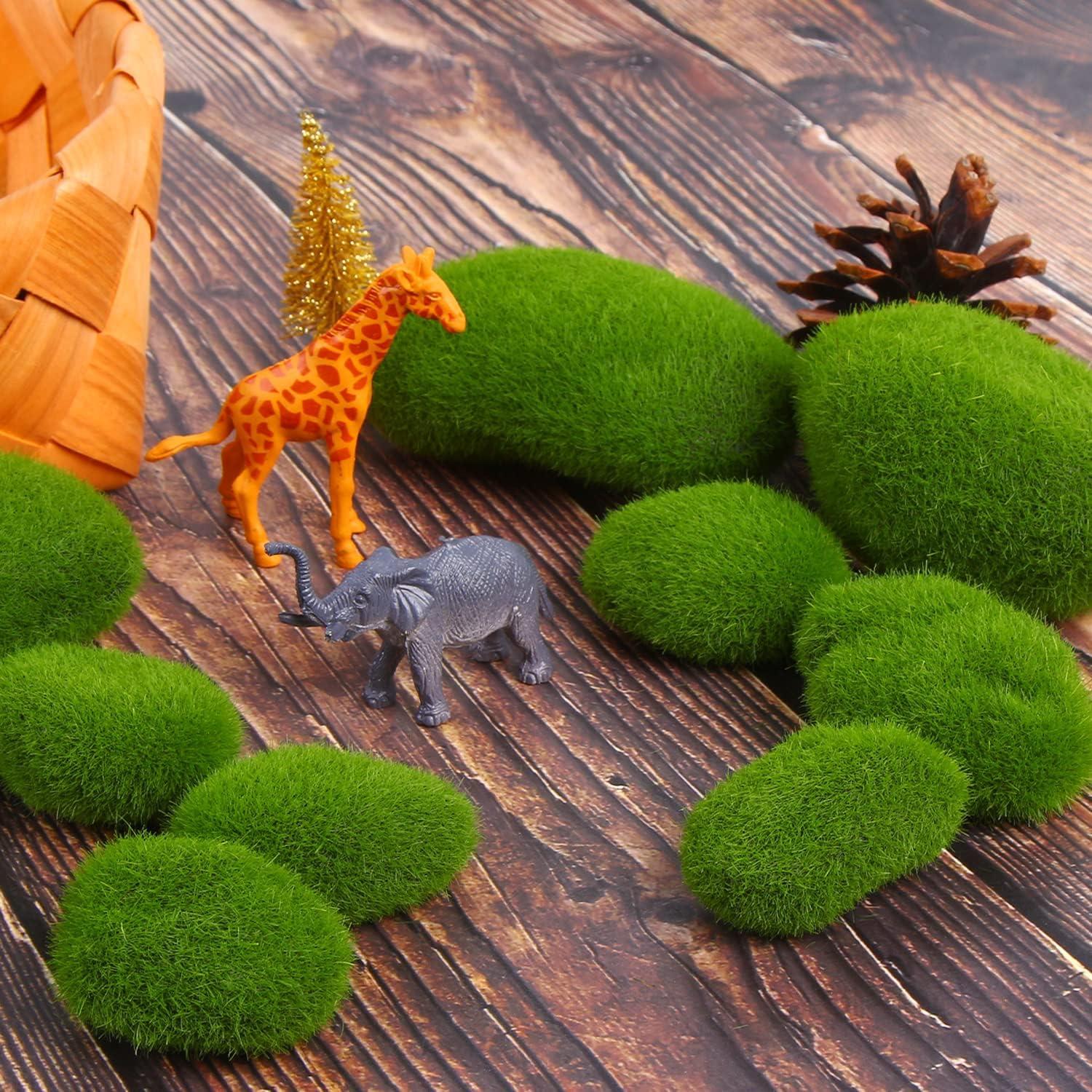 Rocas de Musgo Artificial CCINEE 34pcs 5 Tamaños Decoración