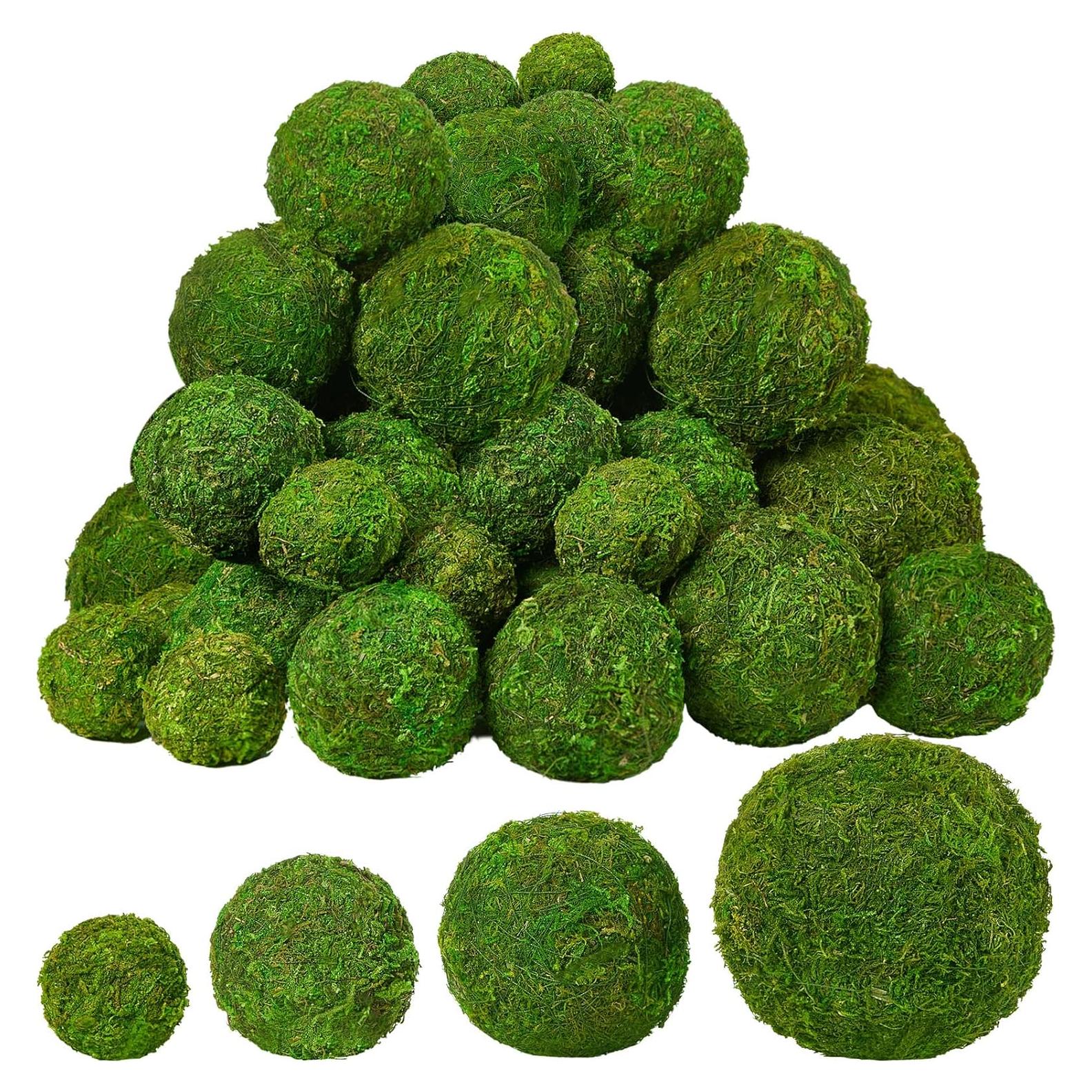 Bolas de Musgo Decorativas Amyhill 38 Pcs Verde Natural