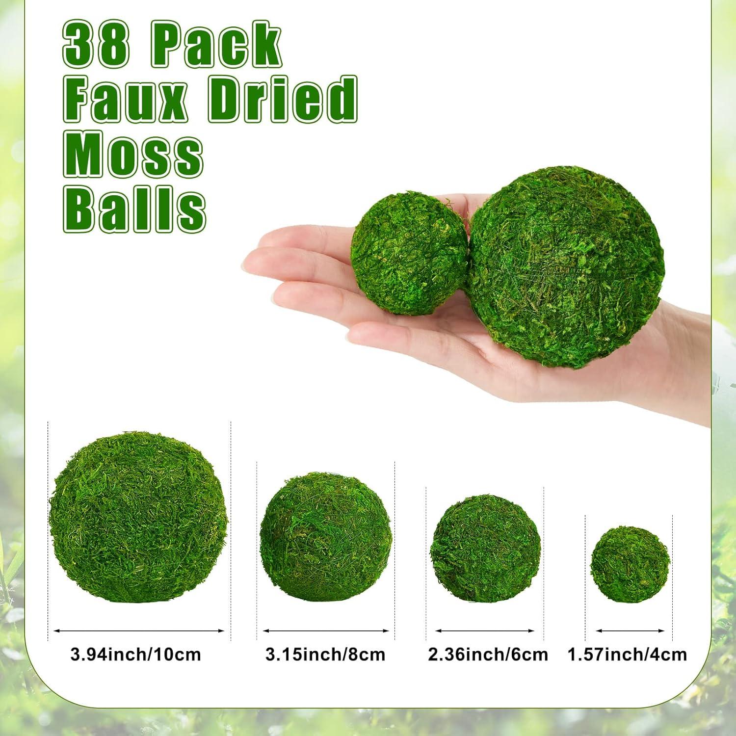 Bolas de Musgo Decorativas Amyhill 38 Pcs Verde Natural