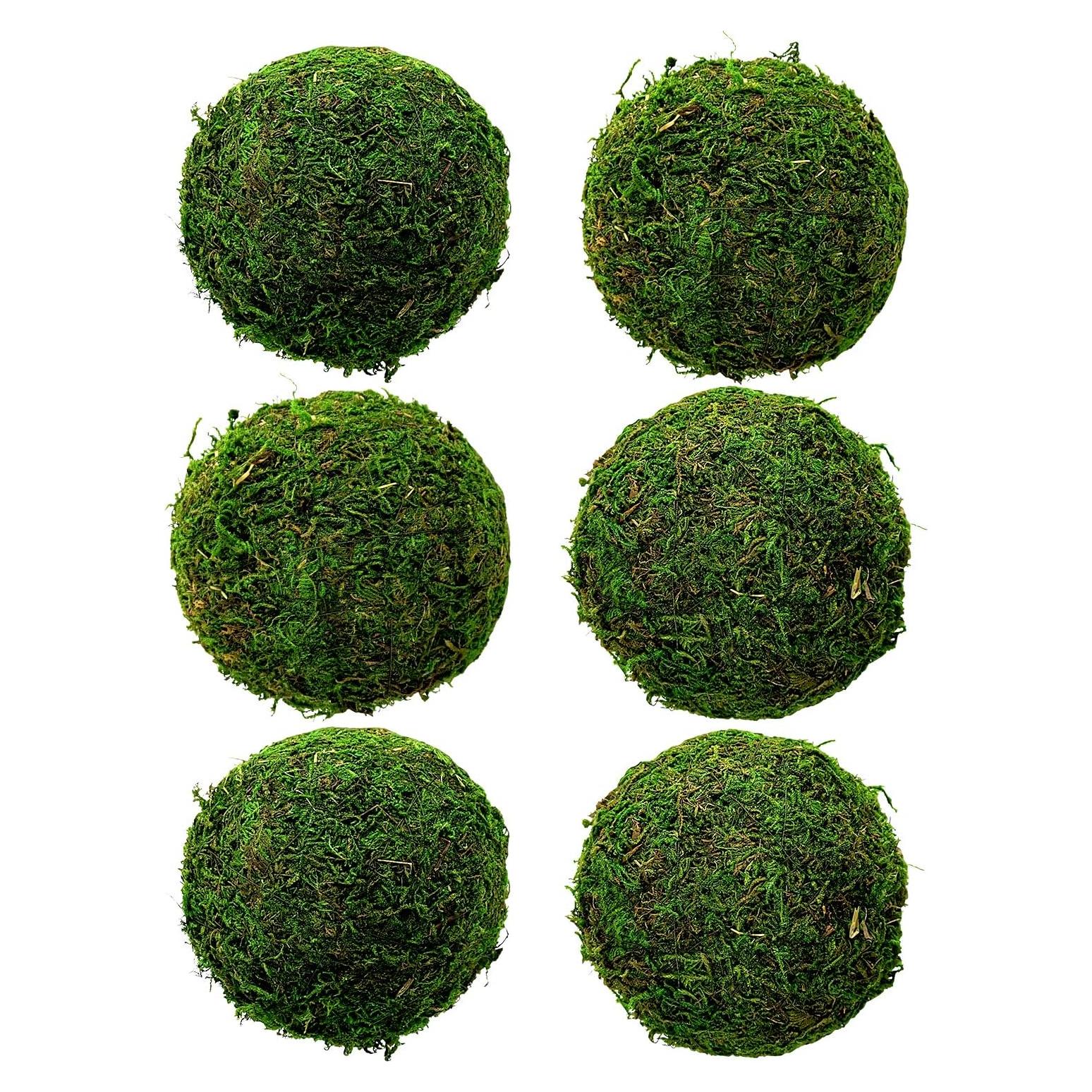 Bolas Decorativas de Musgo Verde Hommtina 8.9 cm Juego de 6