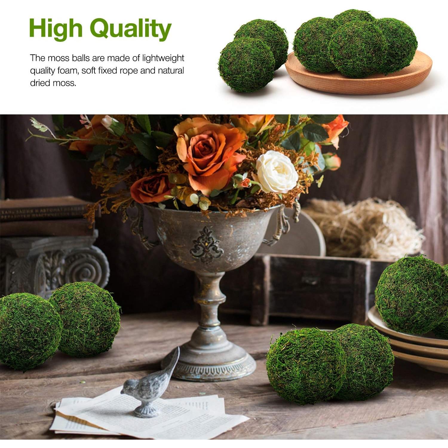 Bolas Decorativas de Musgo Verde Hommtina 8.9 cm Juego de 6