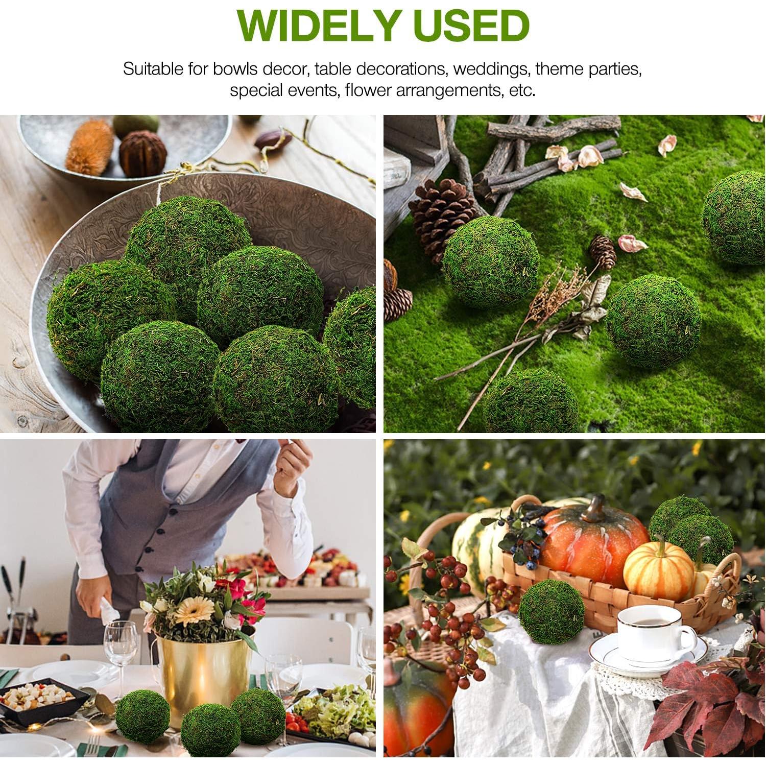 Bolas Decorativas de Musgo Verde Hommtina 8.9 cm Juego de 6