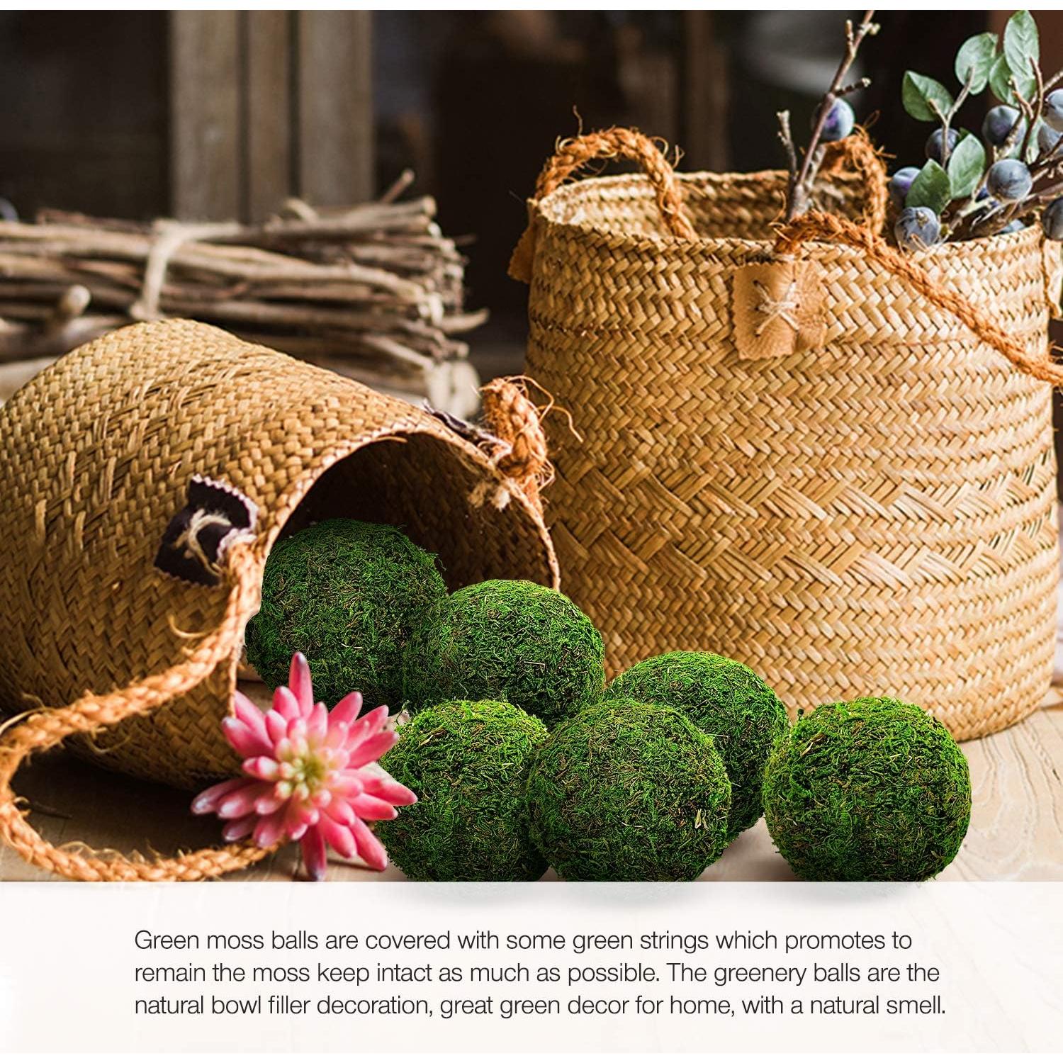 Bolas Decorativas de Musgo Verde Hommtina 8.9 cm Juego de 6