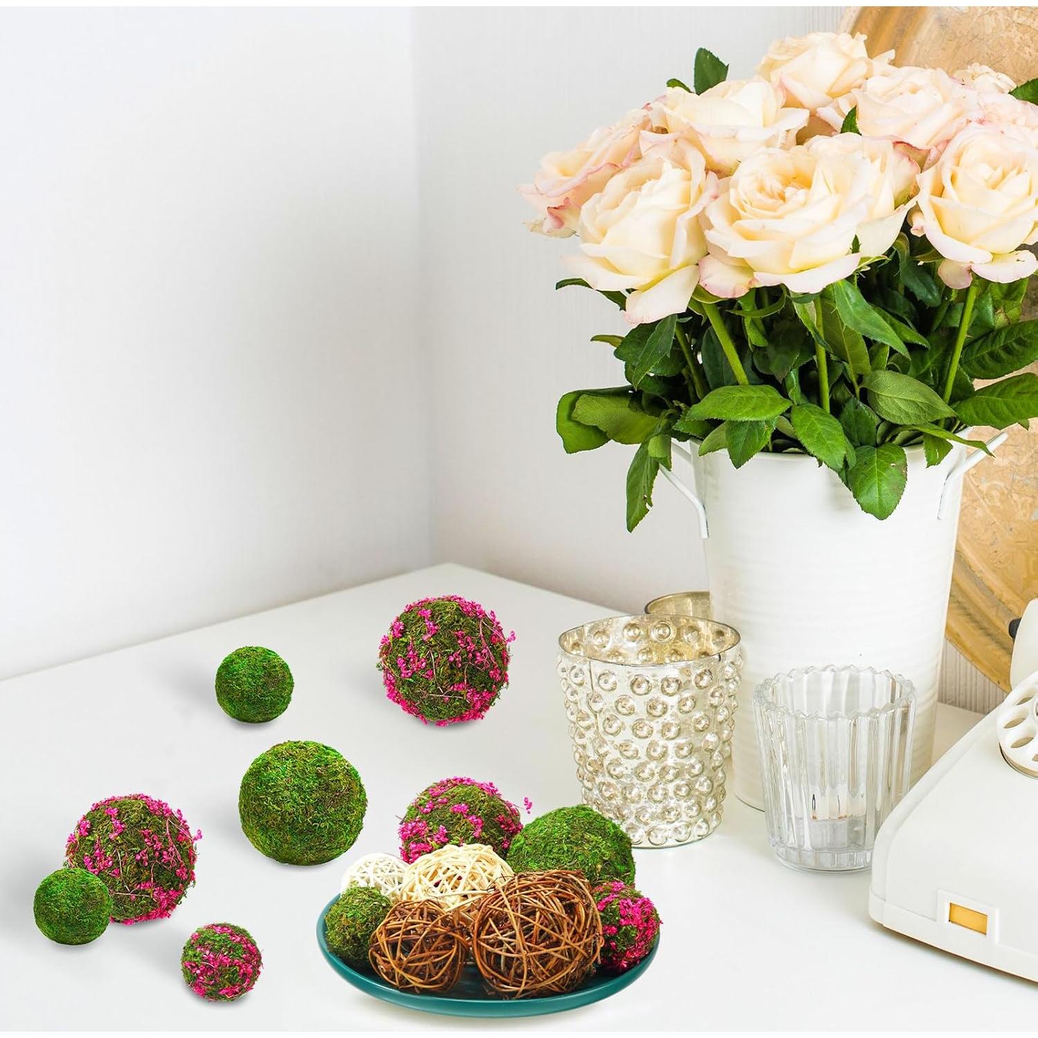 Yunsailing 36 Pcs Bolas Decorativas de Musgo y Mimbre 7-8 cm