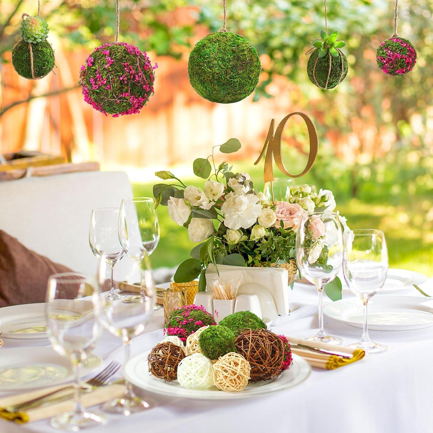 Yunsailing 36 Pcs Bolas Decorativas de Musgo y Mimbre 7-8 cm