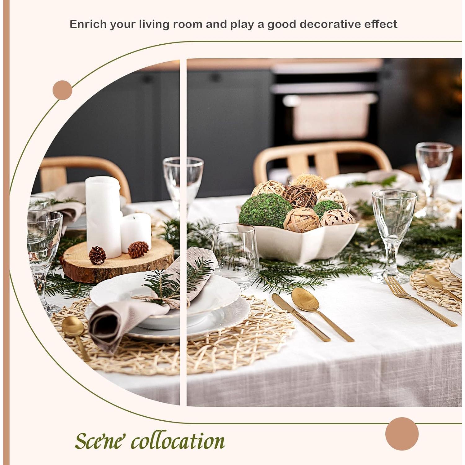 Jetec 18 Piezas Bolas Decorativas de Musgo y Ratán para Jarrón