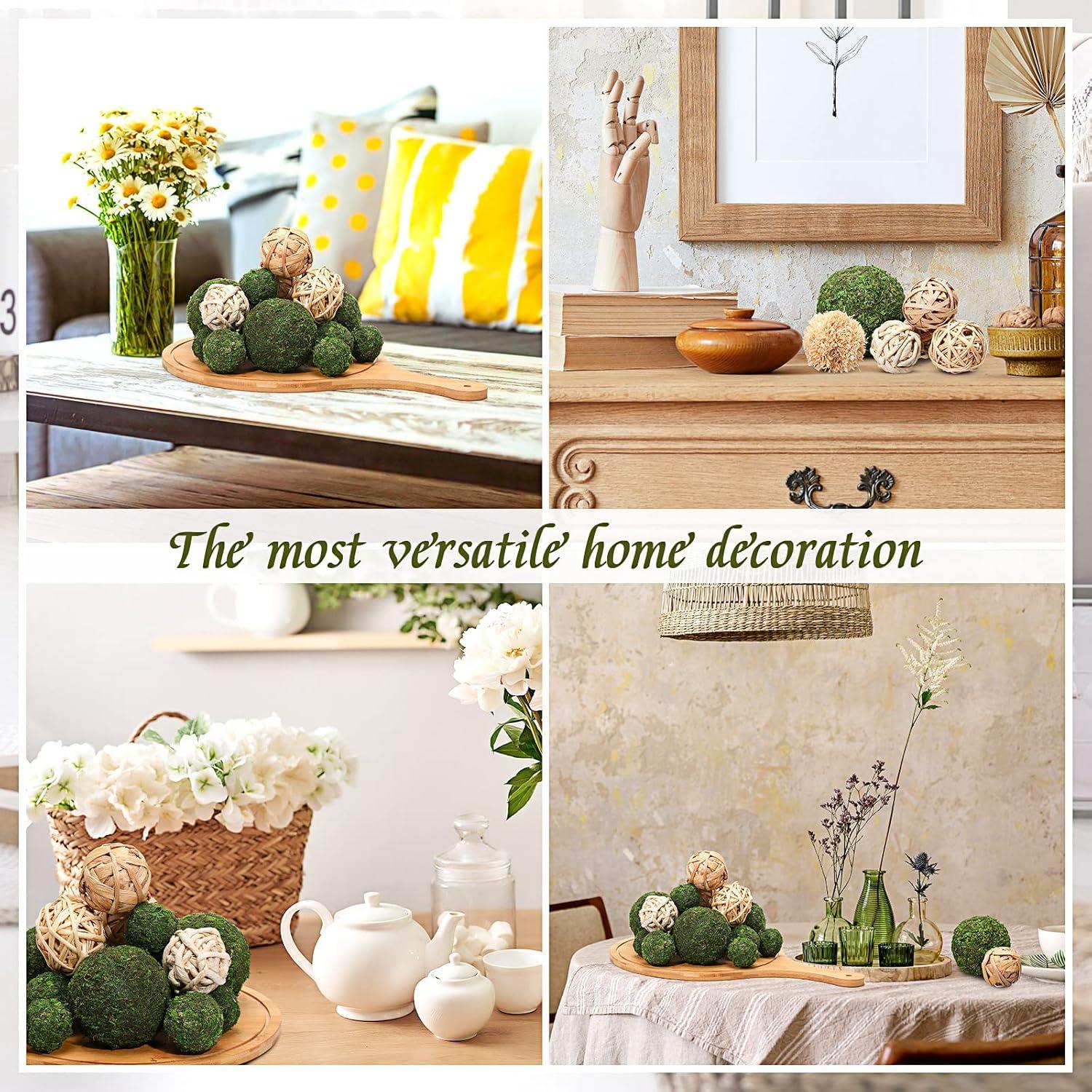 Jetec 18 Piezas Bolas Decorativas de Musgo y Ratán para Jarrón