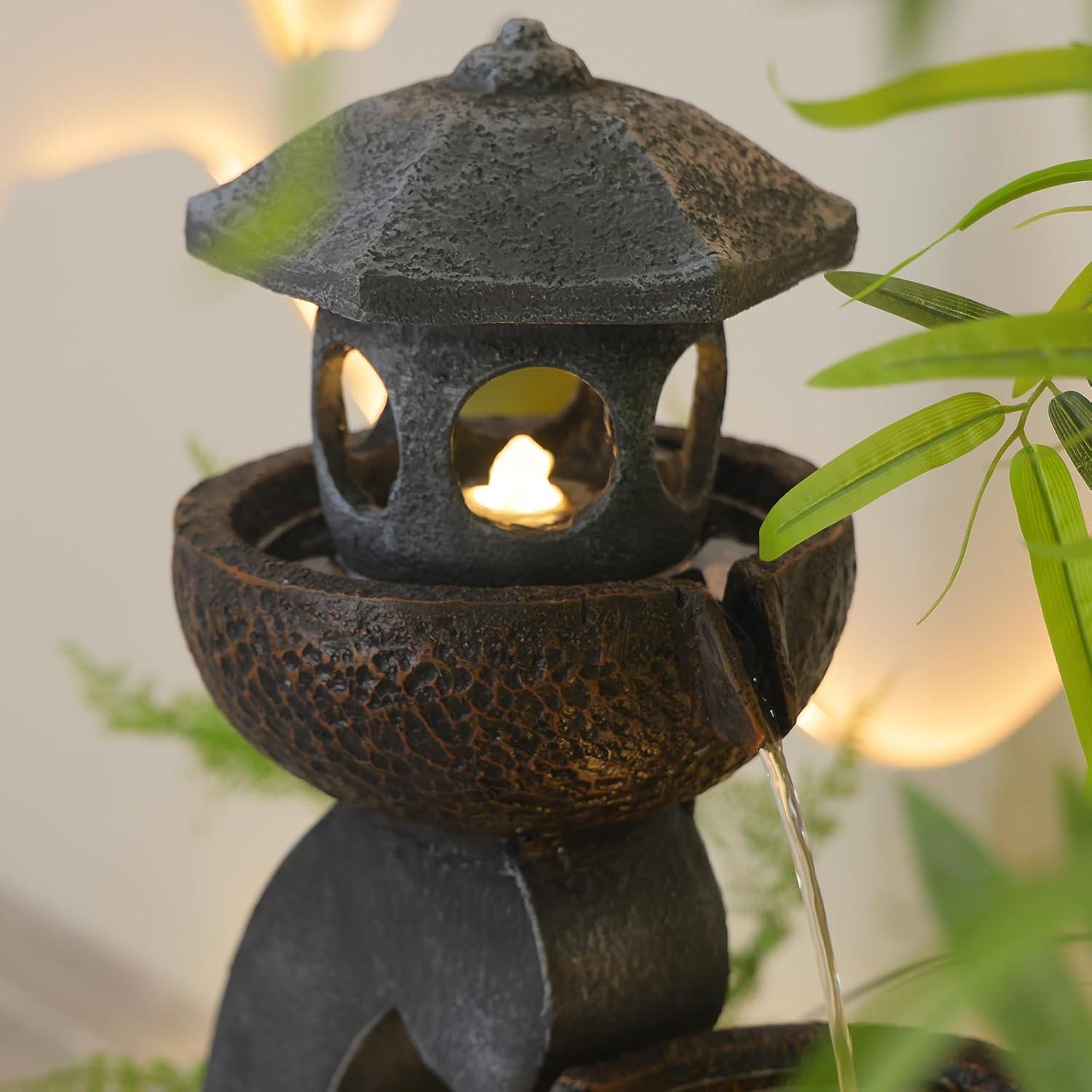 Fuente de Agua Zen Tankana 90 cm Gris con Luces LED