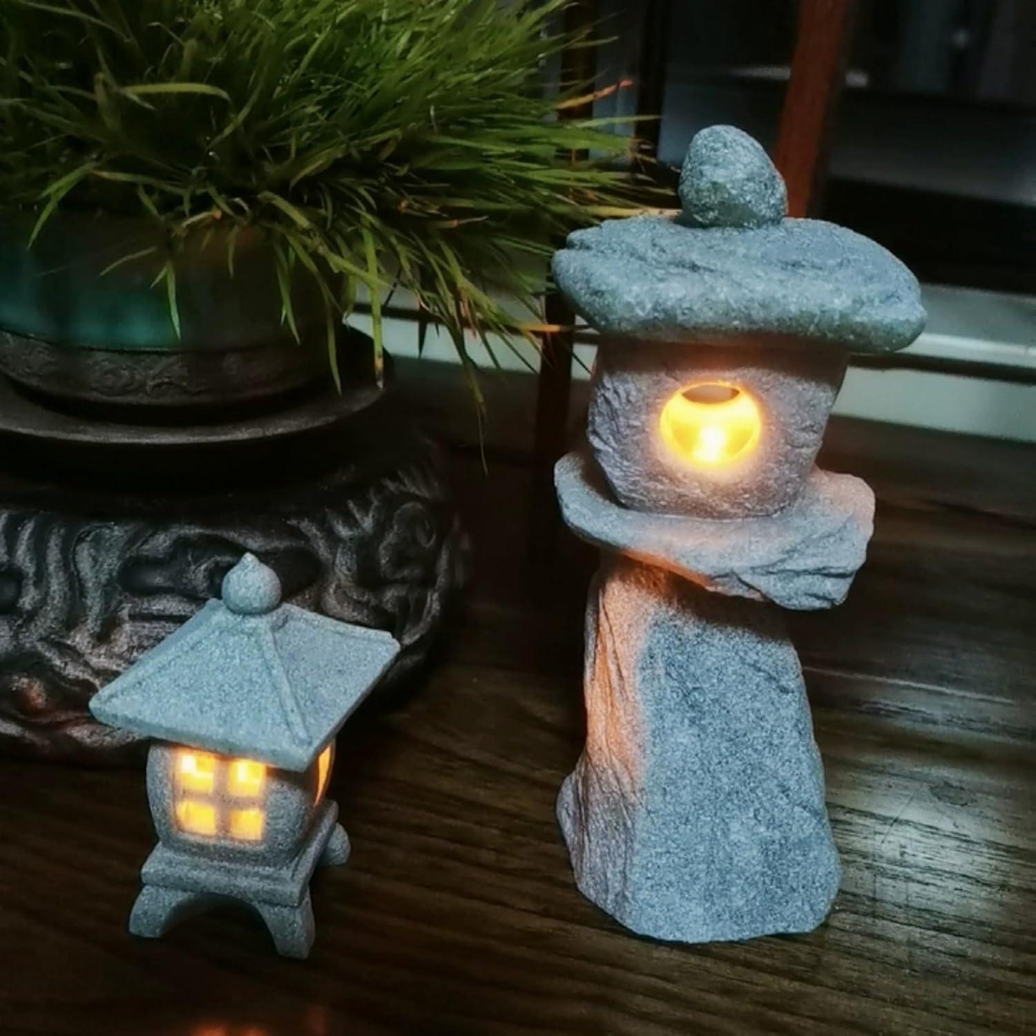 Estatua de lámpara LED de pagoda japonesa Daisylily 5.24 cm